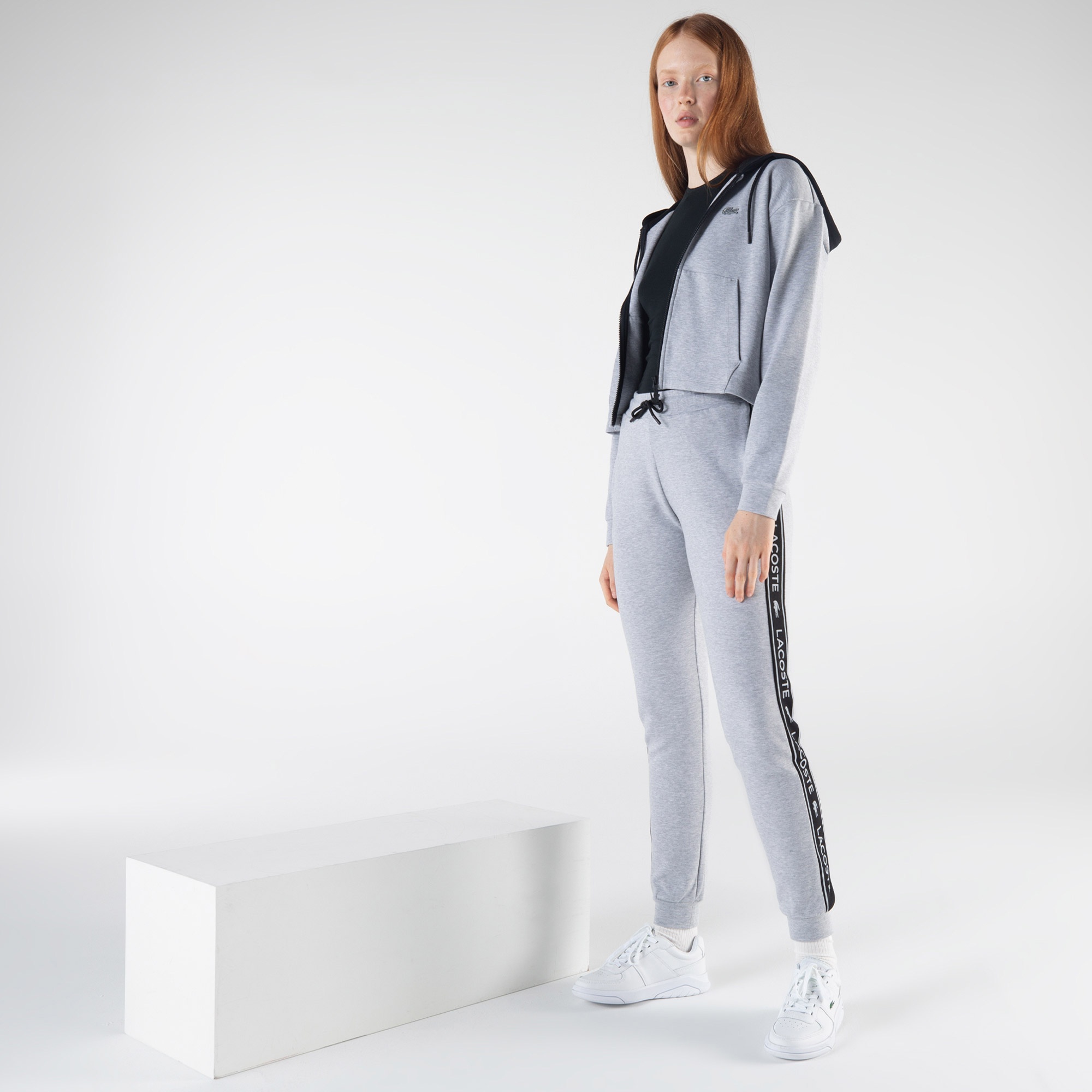 Lacoste Kadın Slim Fit Baskılı Gri Eşofman Altı