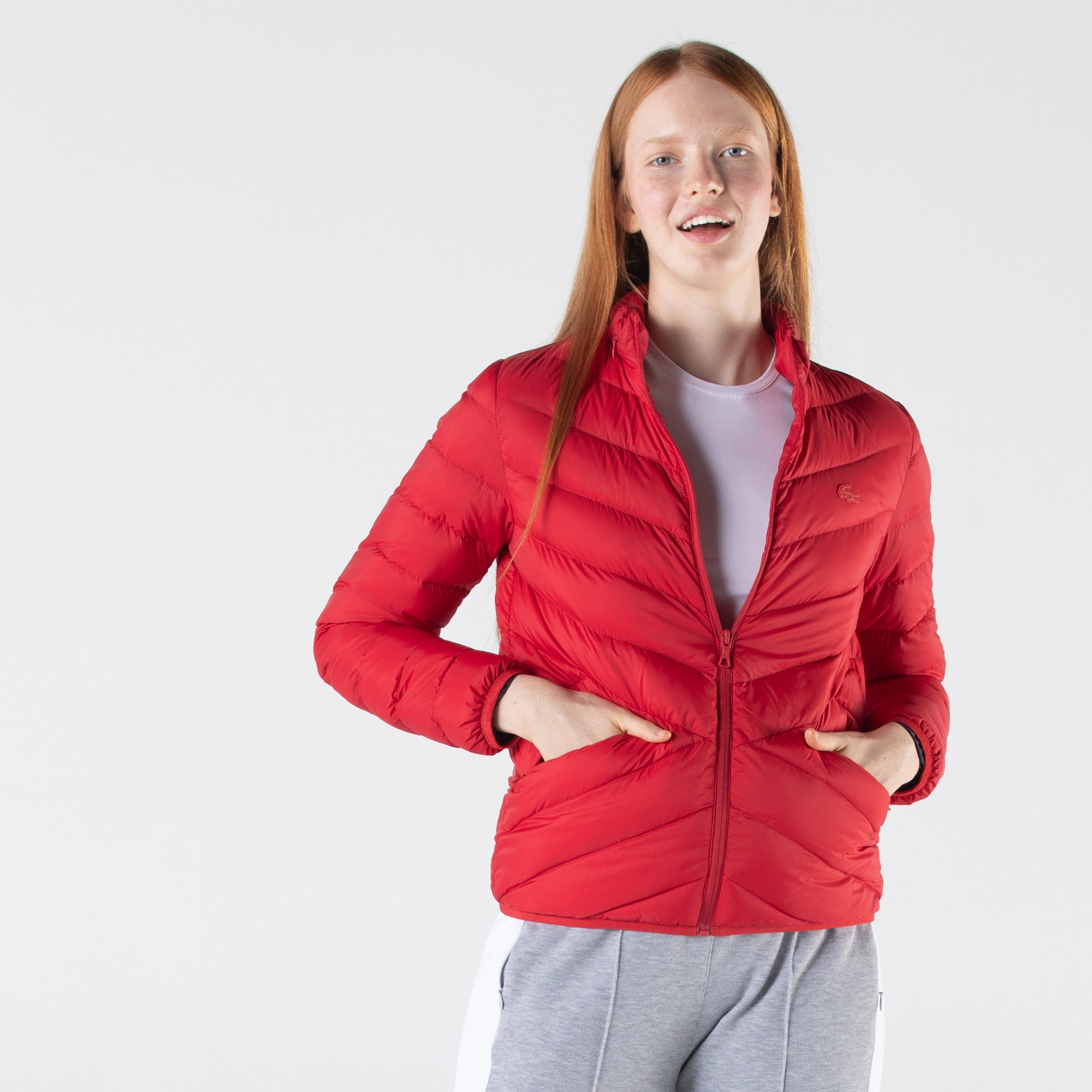Lacoste Kadın Kapitone Kırmızı Mont