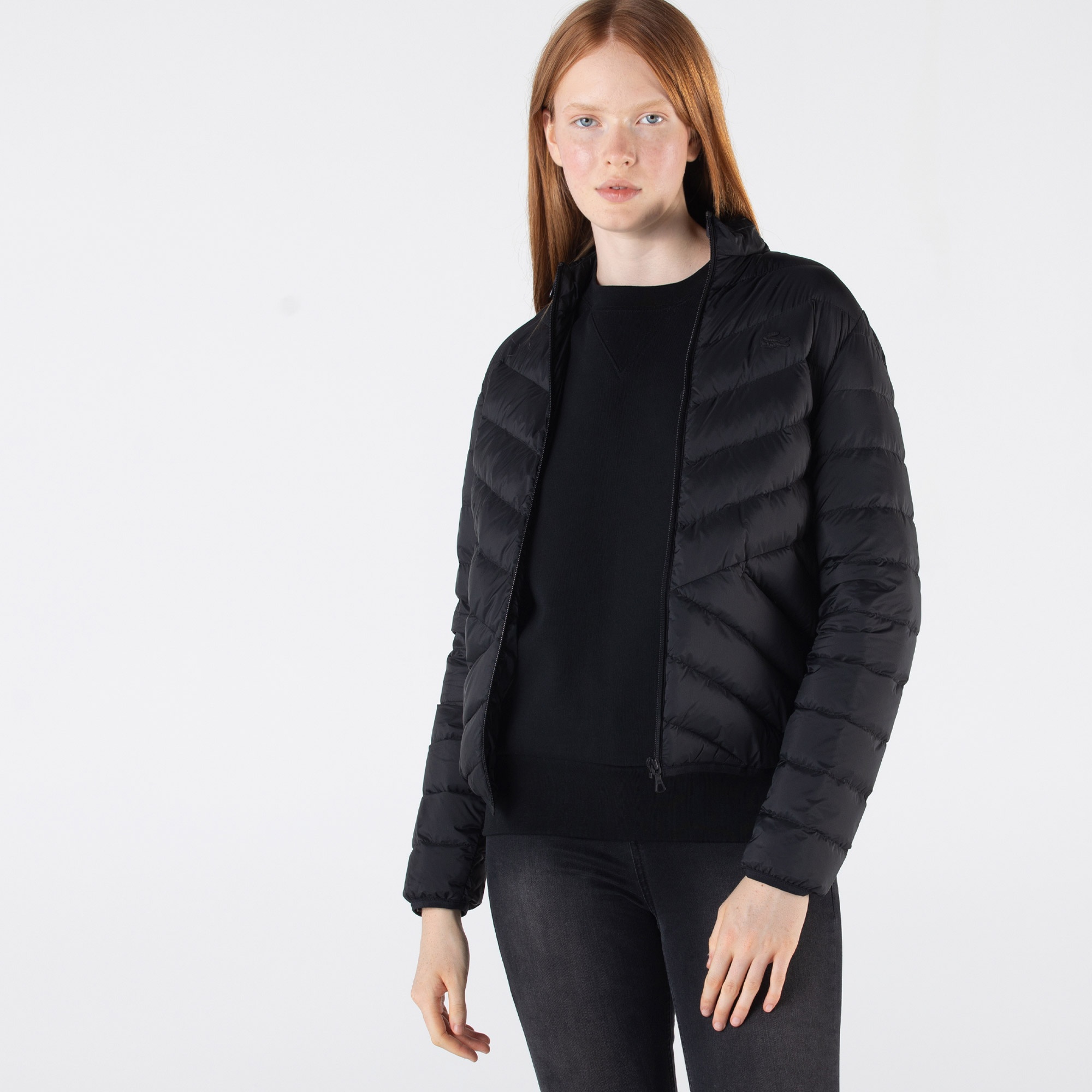 Lacoste Kadın Kapitone Siyah Mont