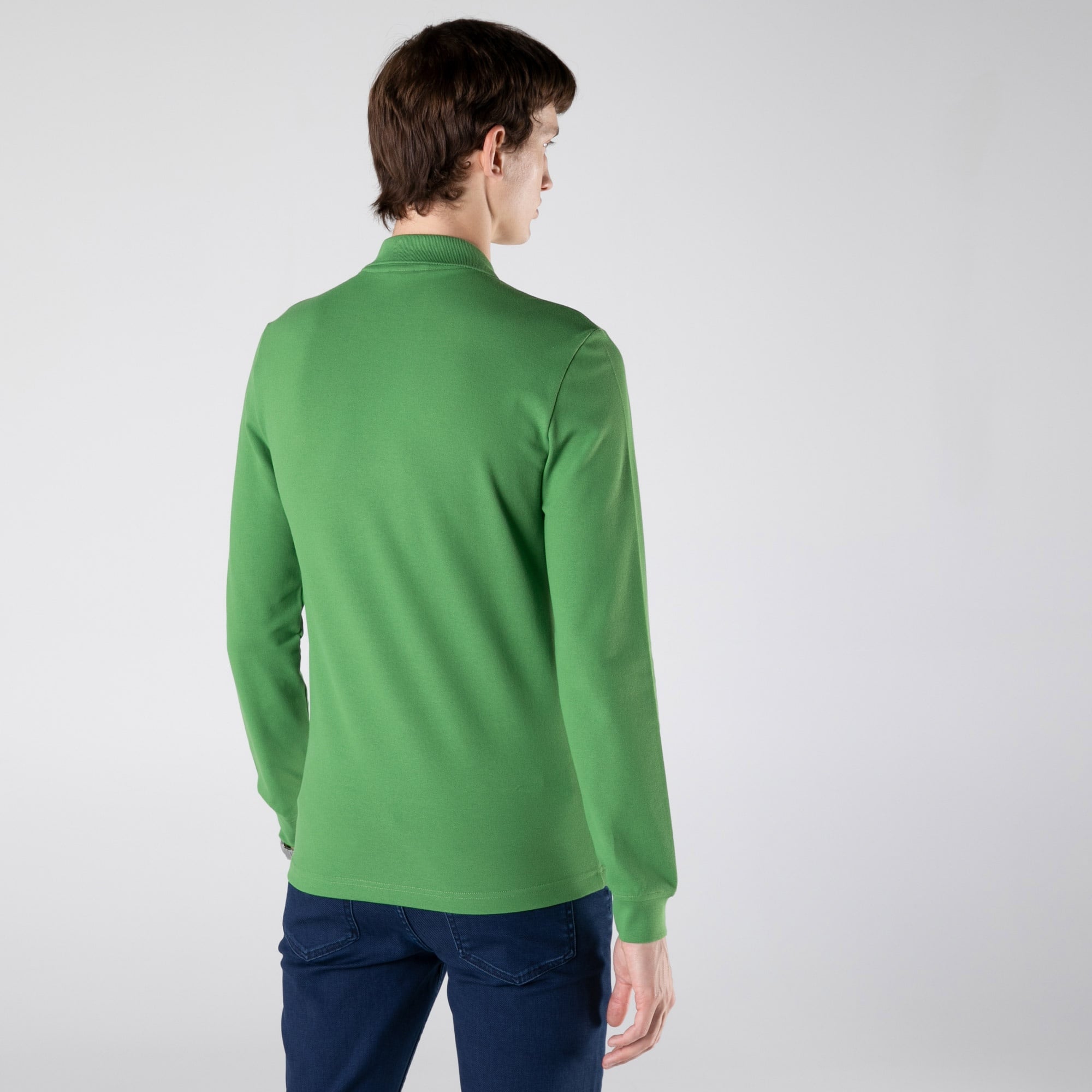 Lacoste Erkek Slim Fit Uzun Kollu Yarım Fermuarlı Haki Polo