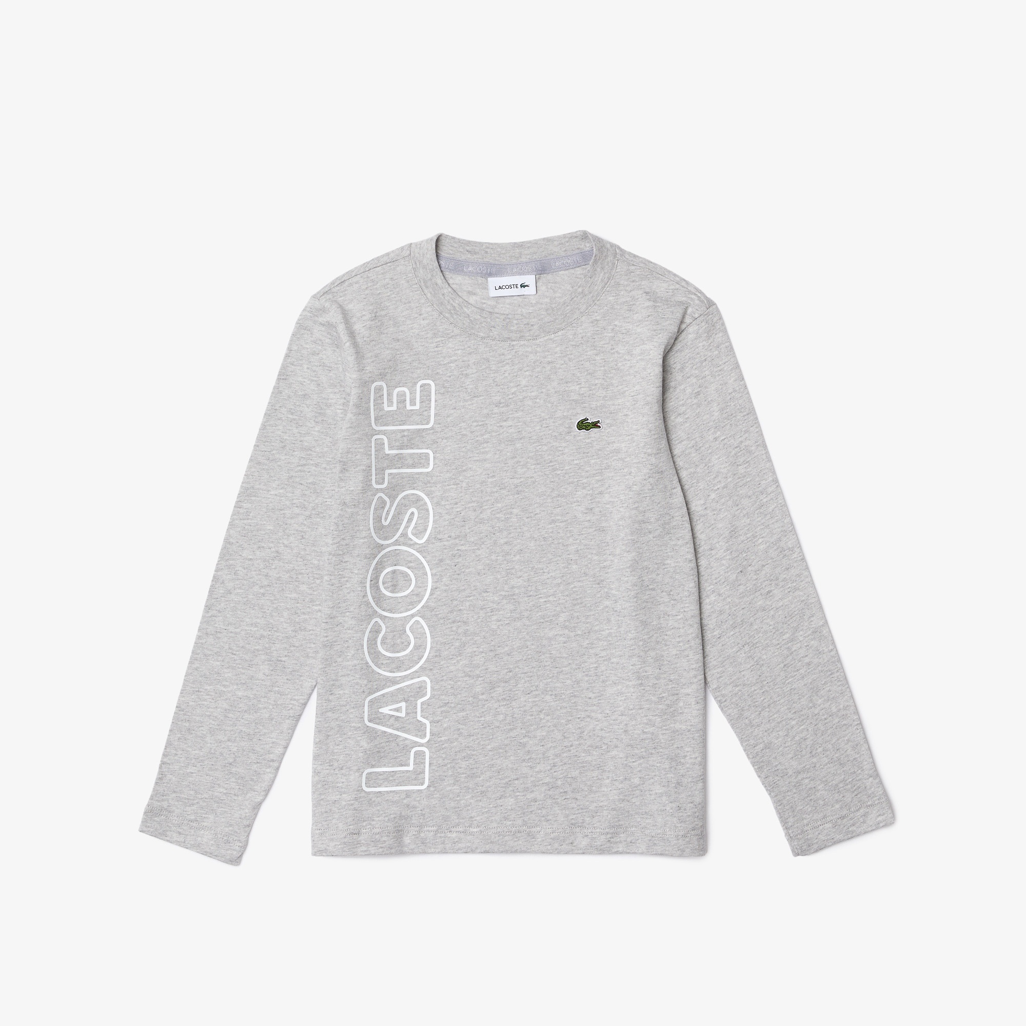 Lacoste Erkek Çocuk Uzun Kollu Bisiklet Yaka Baskılı Gri T-Shirt