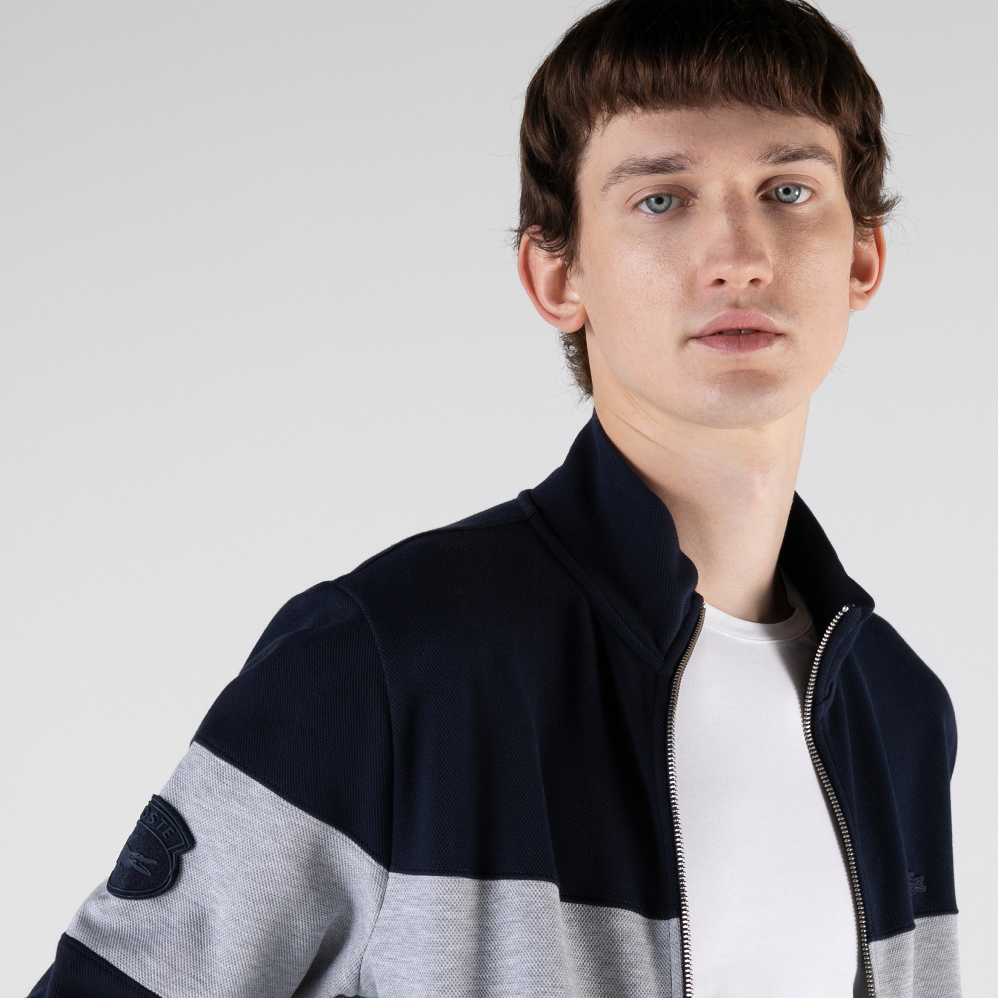 Lacoste Erkek Regular Fit Fermuarlı Renk Bloklu Lacivert Sweatshirt