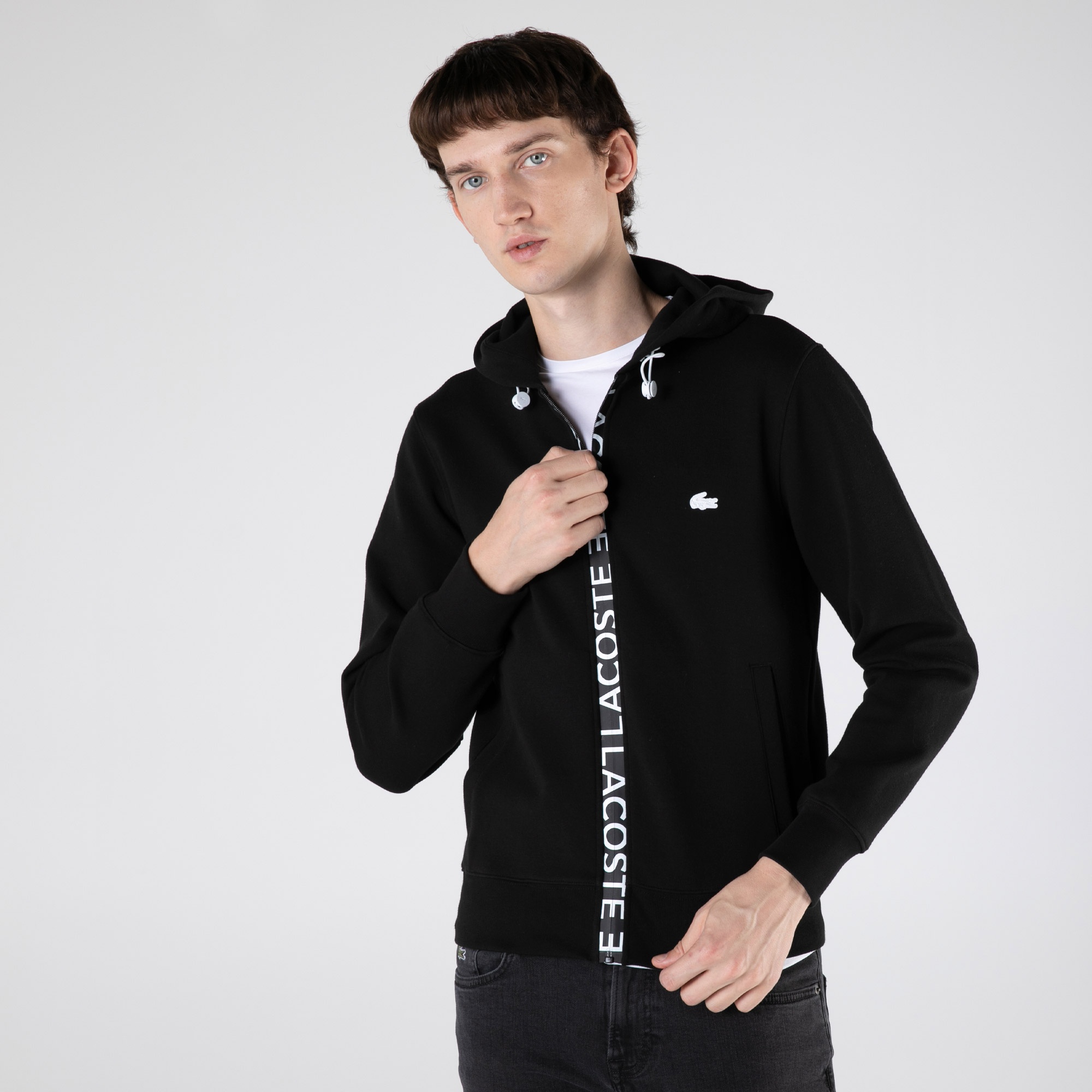 Lacoste Erkek Classic Fit Fermuarlı Siyah Sweatshirt