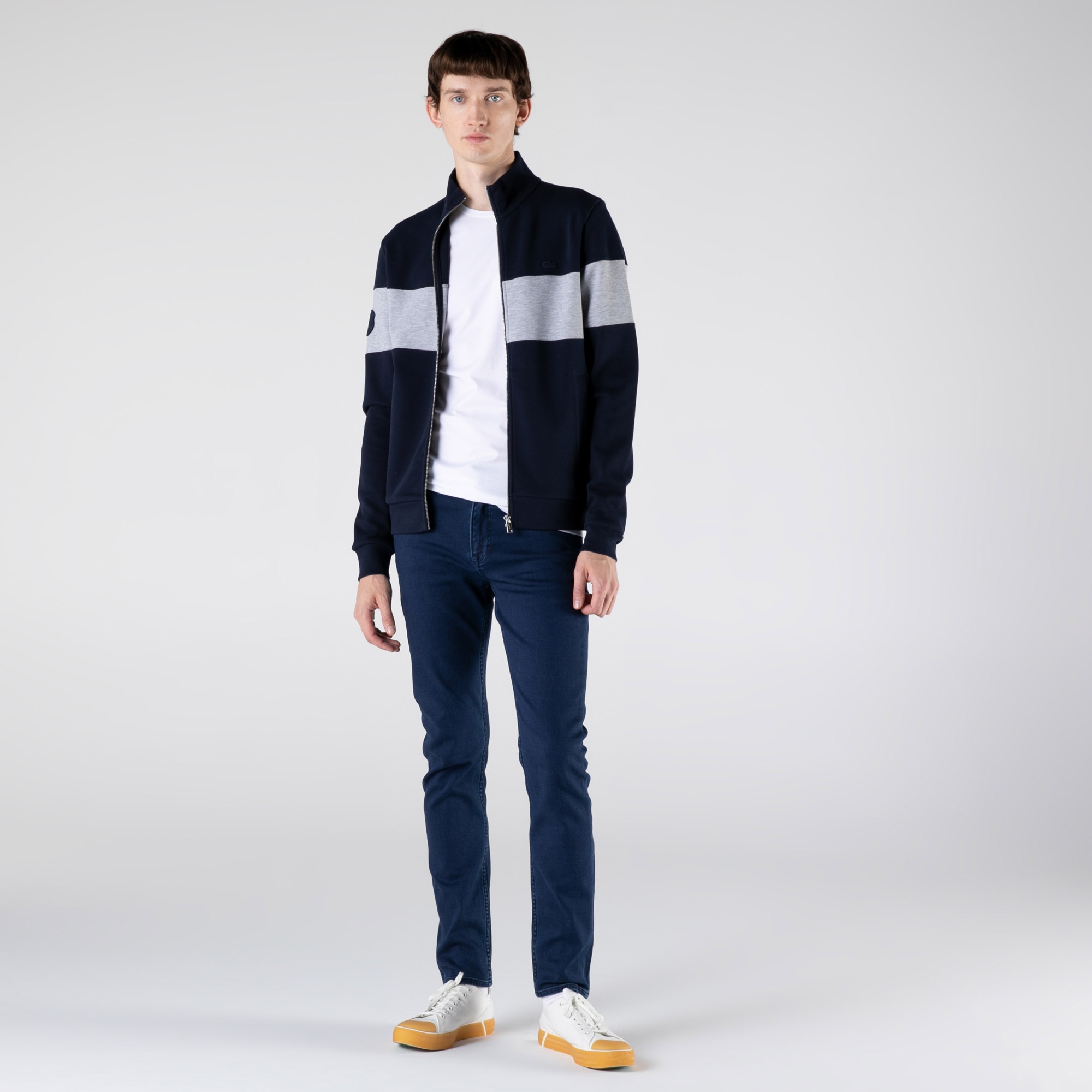 Lacoste Erkek Regular Fit Fermuarlı Renk Bloklu Lacivert Sweatshirt