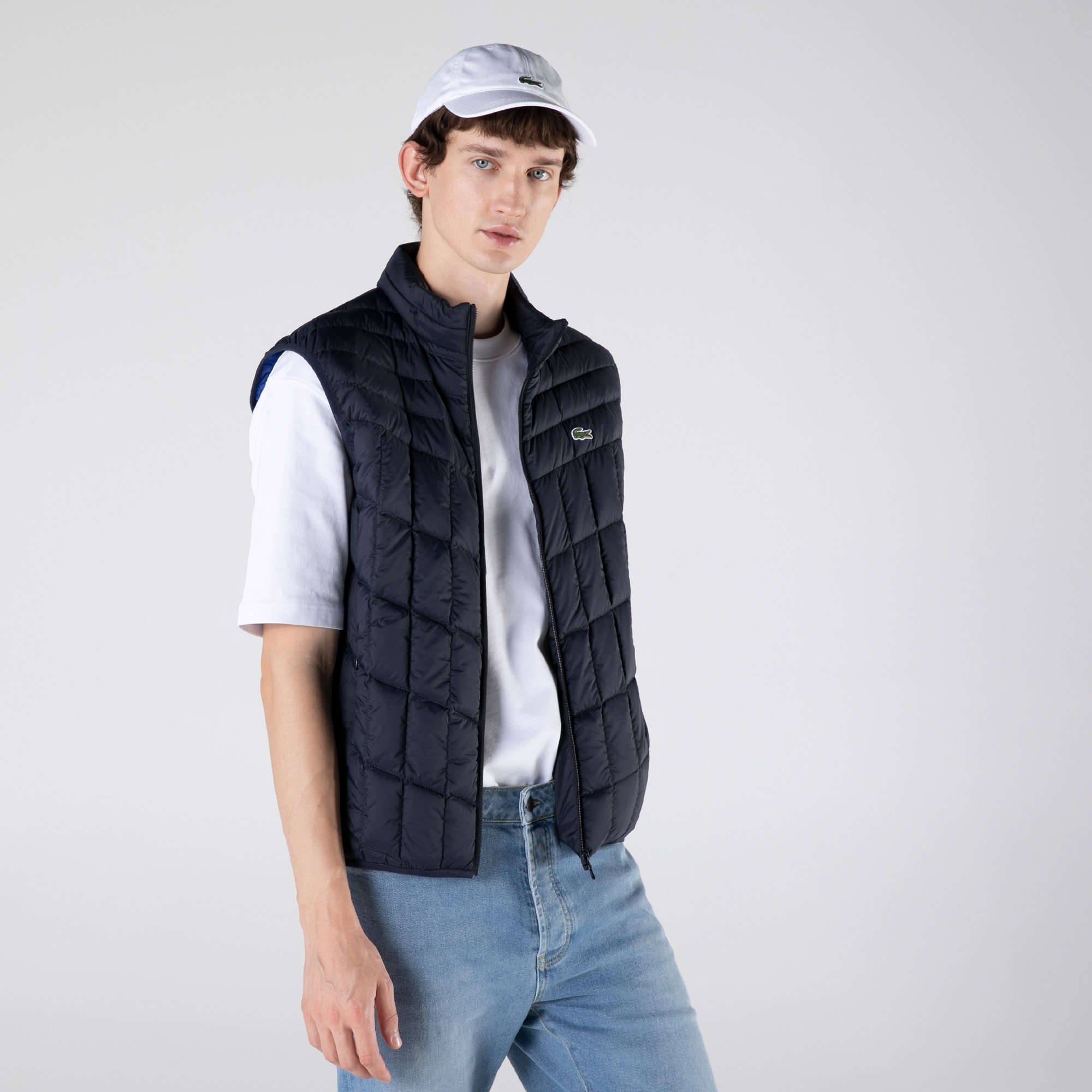 Lacoste Erkek Kapitone Lacivert Yelek