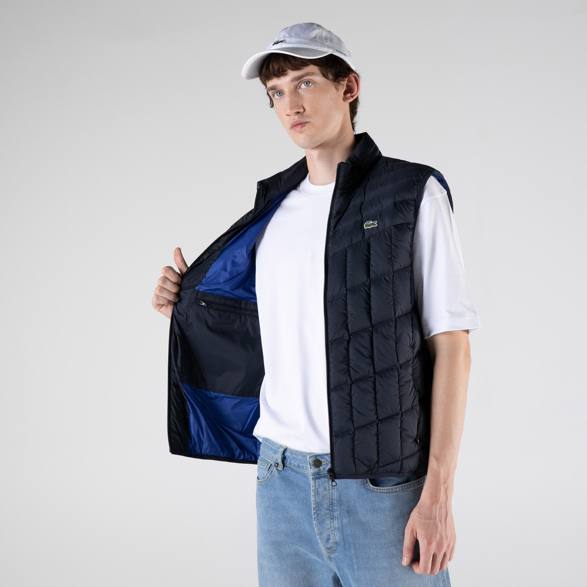 Lacoste Erkek Kapitone Lacivert Yelek