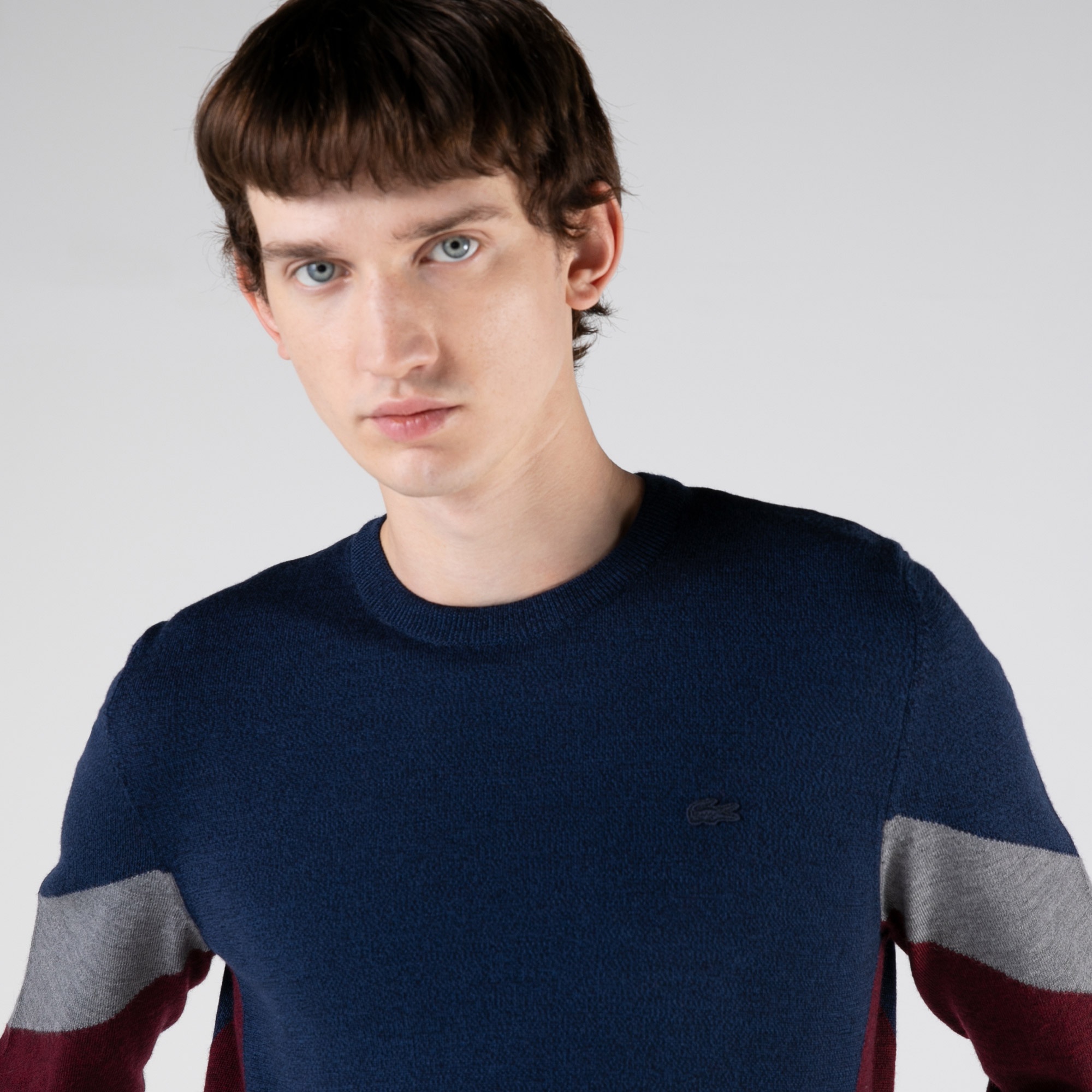 Lacoste Erkek Regular Fit Bisiklet Yaka Renk Bloklu Lacivert Kazak