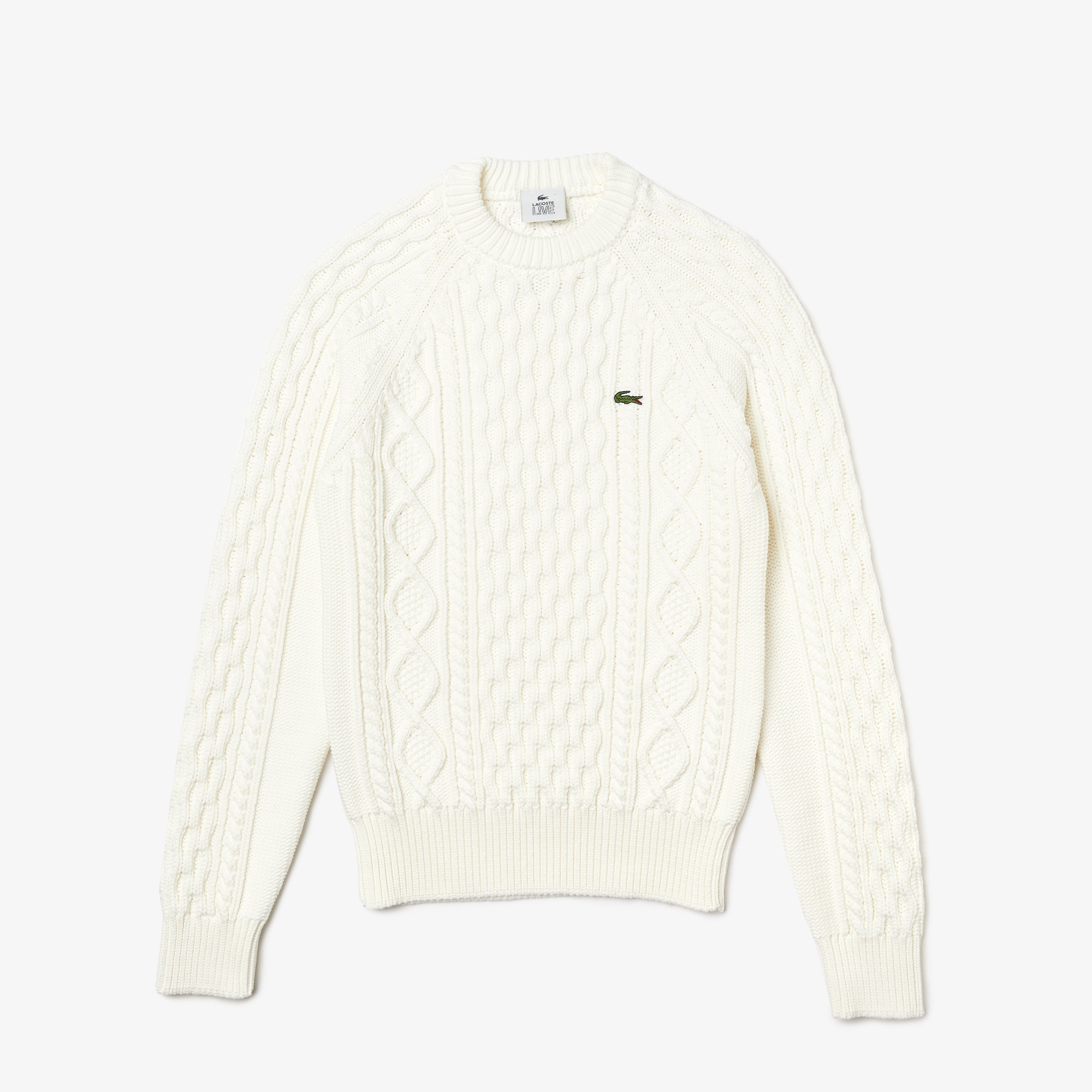 Lacoste L!VE Erkek Regular Fit Bisiklet Yaka Beyaz Kazak