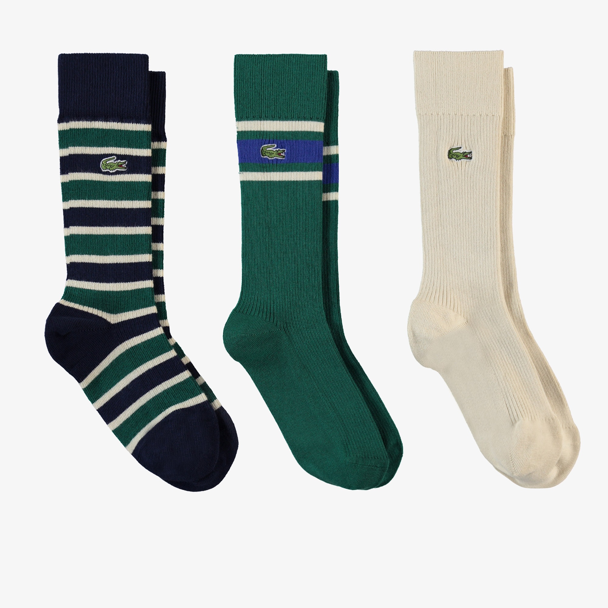 Lacoste Heritage Erkek Uzun Çizgili 3'lü Renkli Çorap