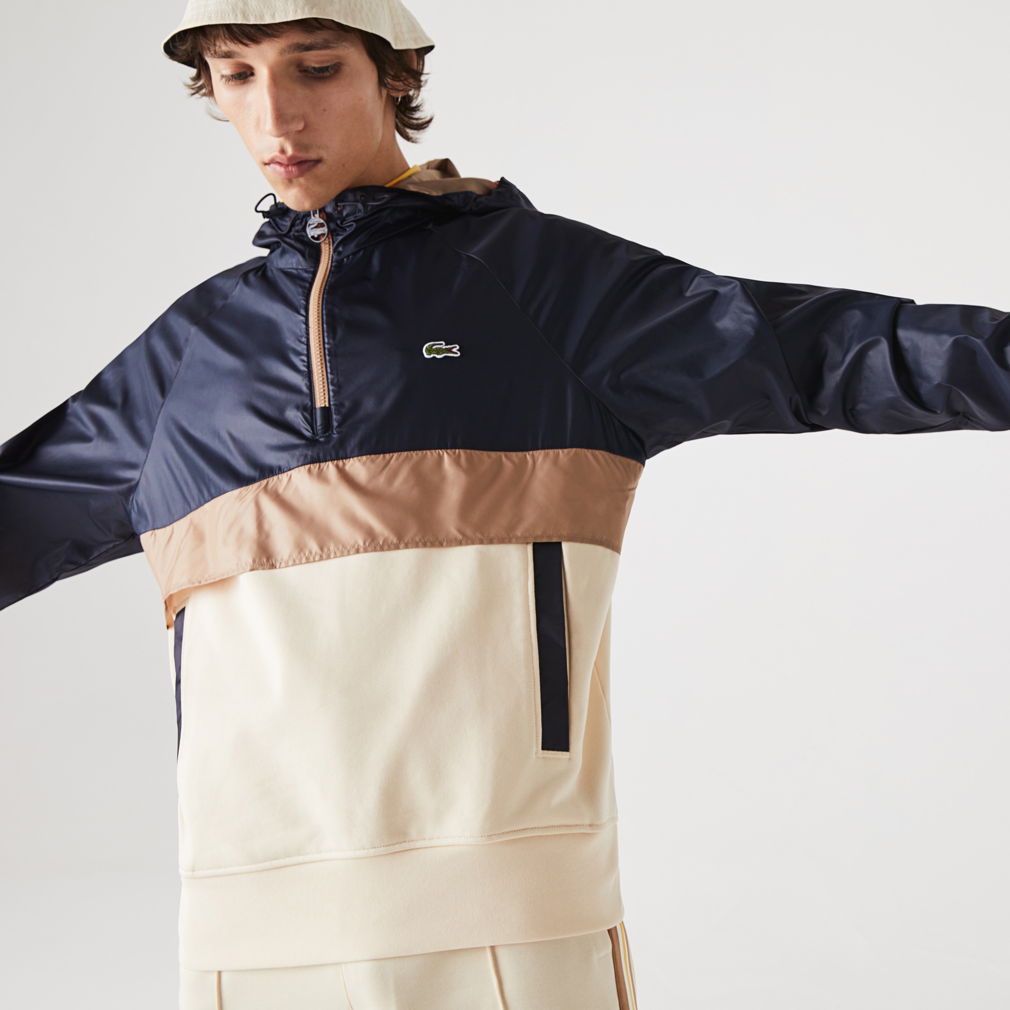 Lacoste Erkek Relaxed Fit Kapüşonlu Renk Bloklu Renkli Sweatshirt