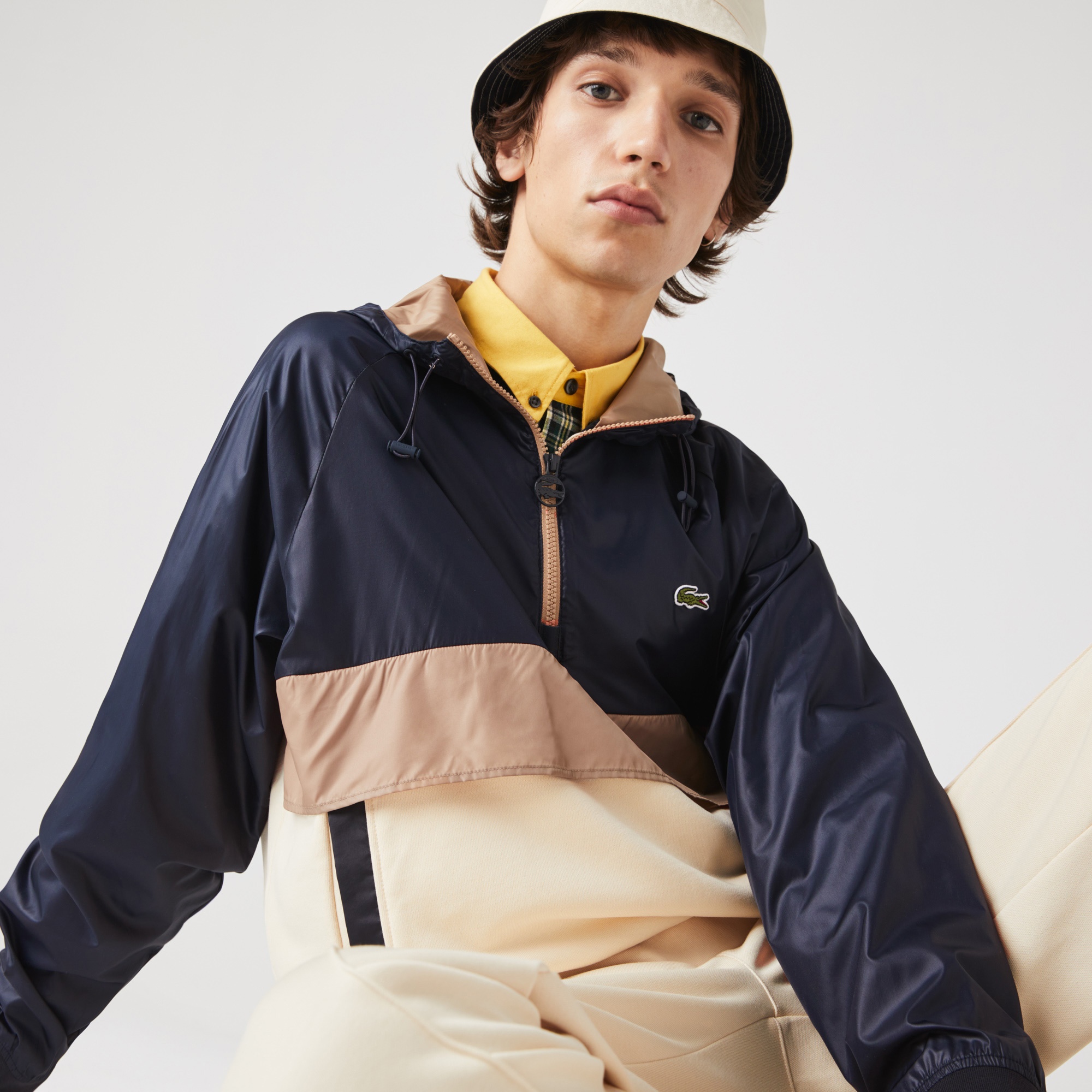 Lacoste Erkek Relaxed Fit Kapüşonlu Renk Bloklu Renkli Sweatshirt