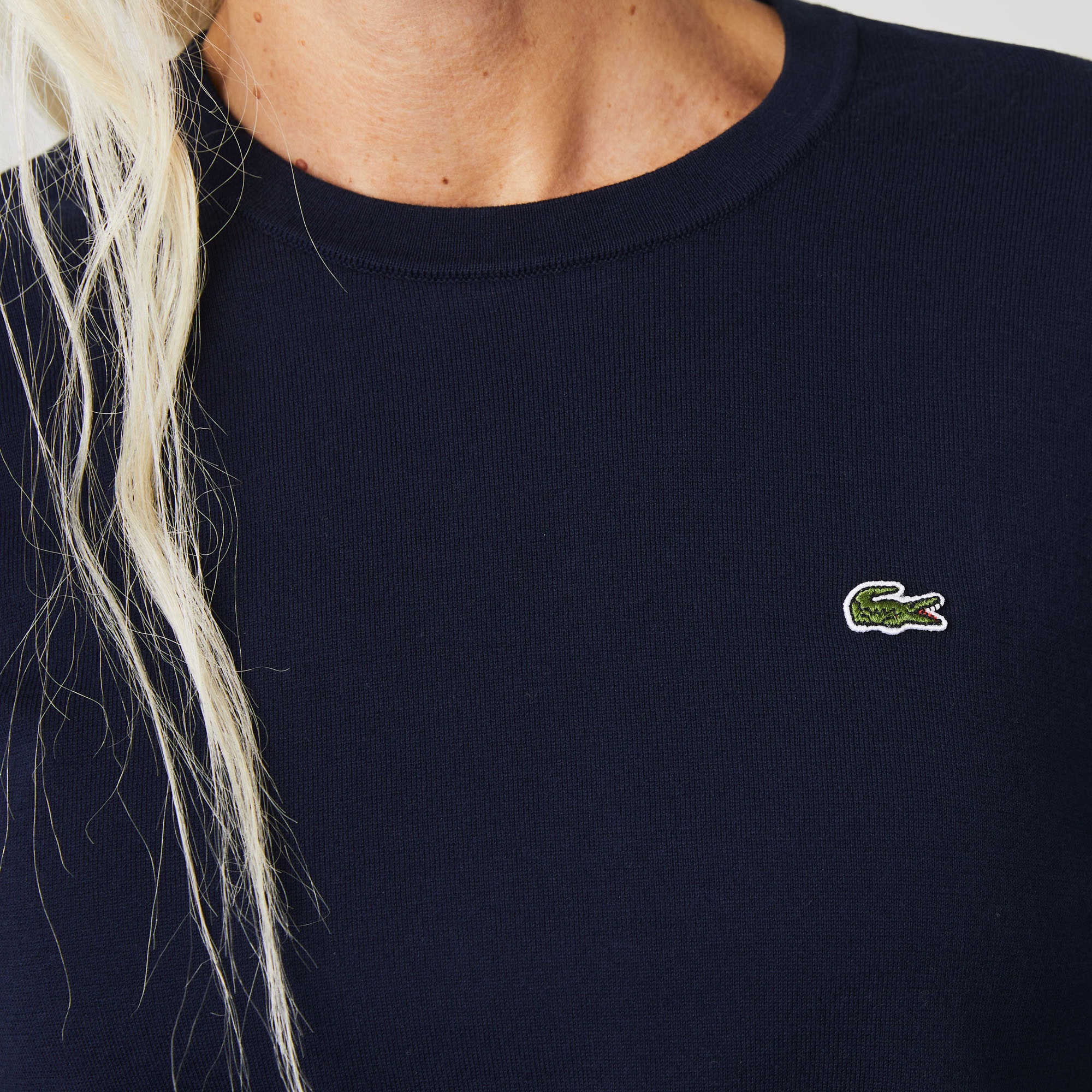 Lacoste Kadın Bisiklet Yaka Lacivert Kazak