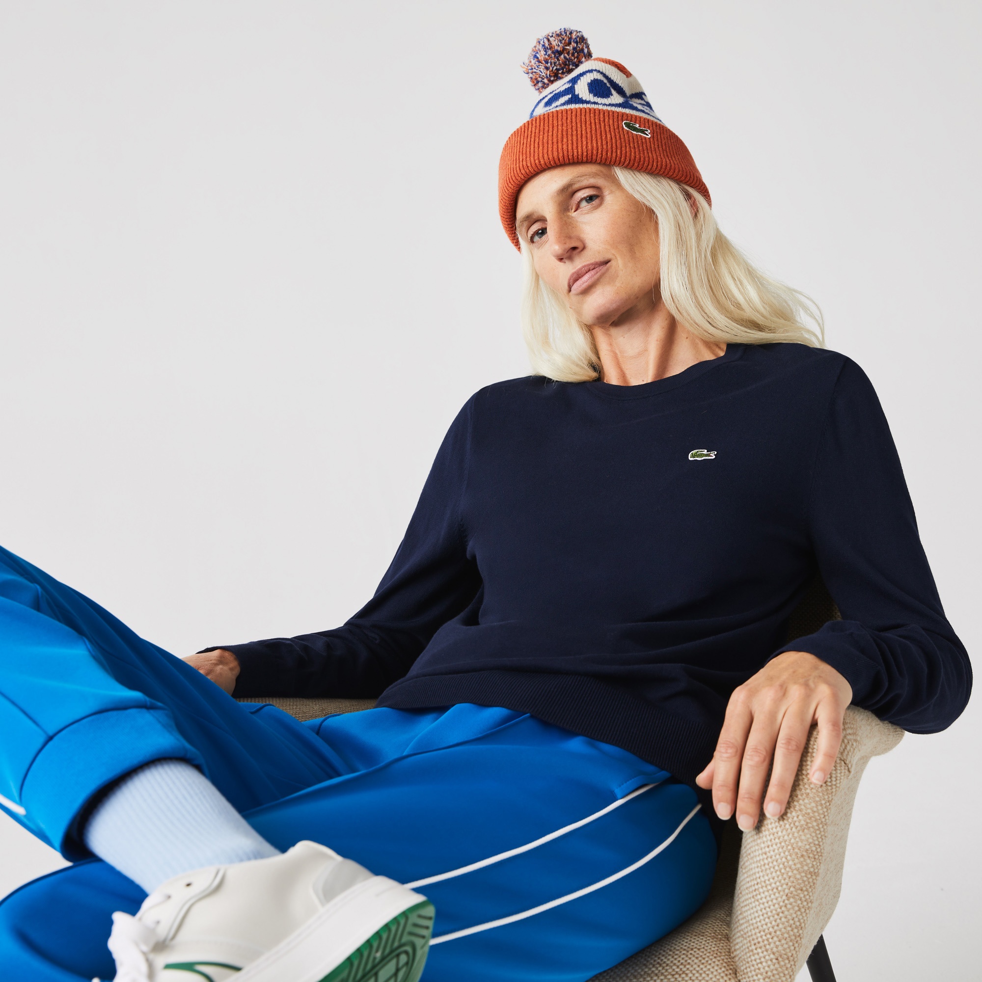 Lacoste Kadın Bisiklet Yaka Lacivert Kazak