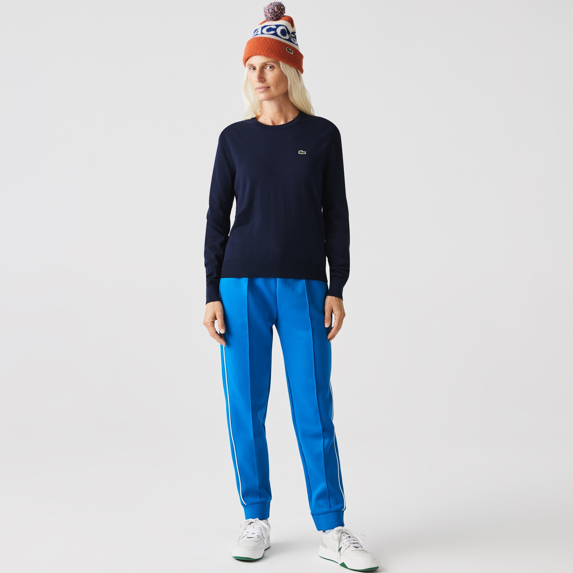 Lacoste Kadın Bisiklet Yaka Lacivert Kazak