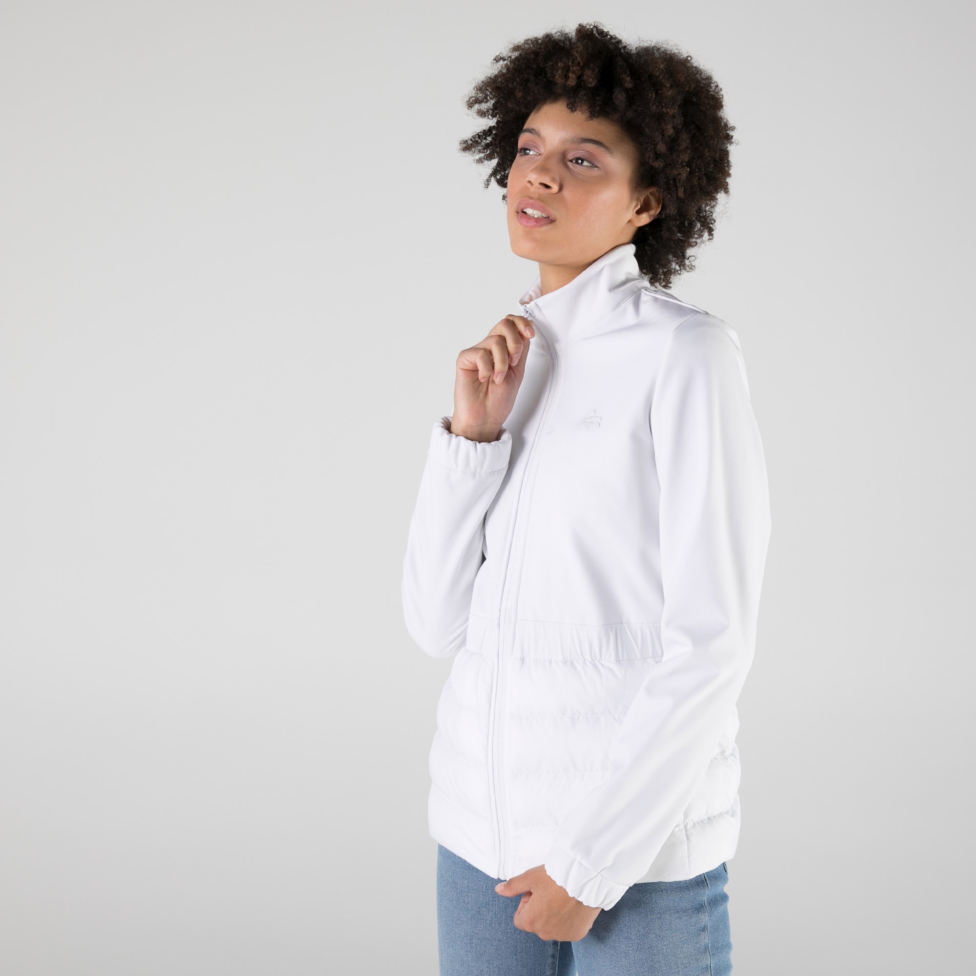 Lacoste Kadın Dik Yaka Kapitone Krem Mont