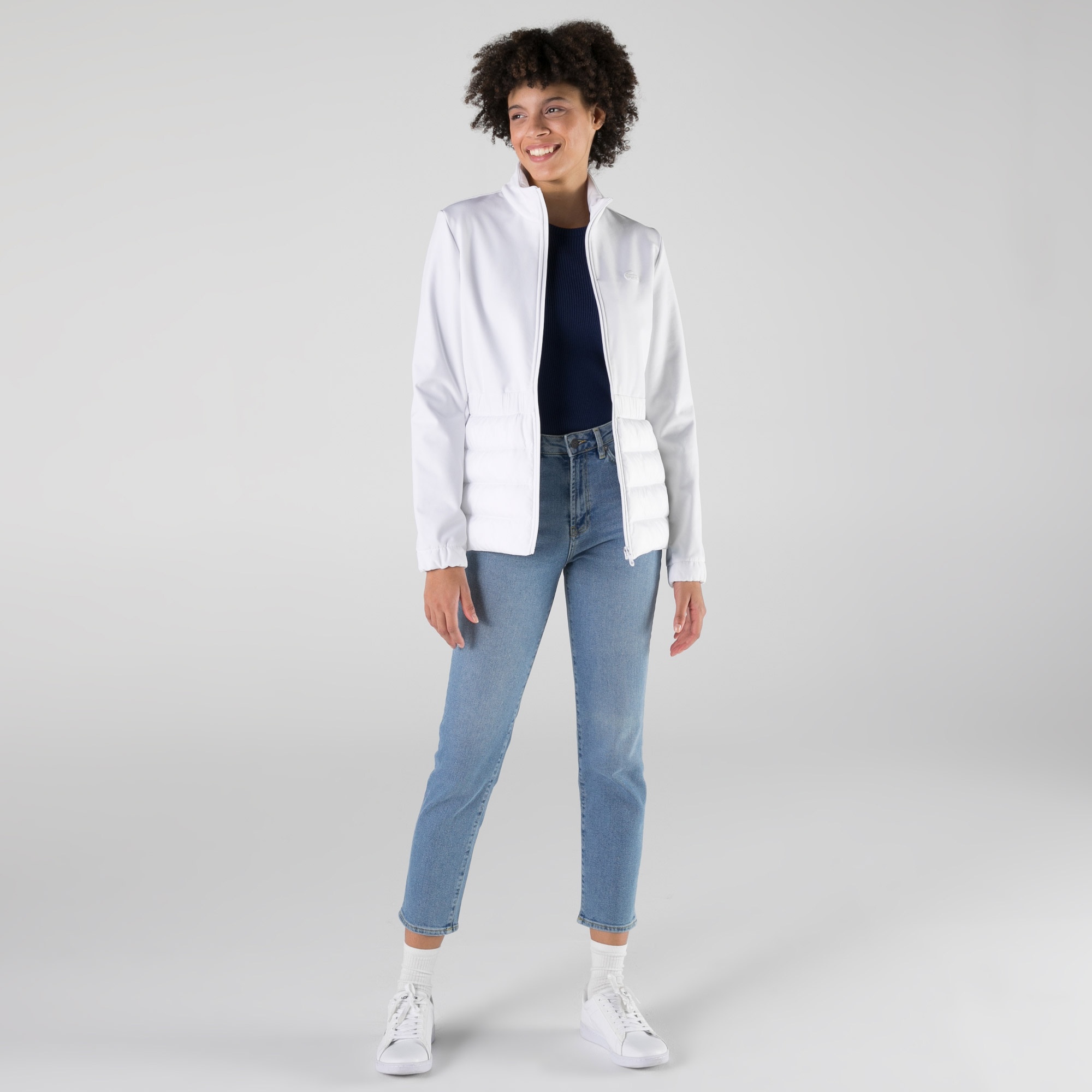 Lacoste Kadın Dik Yaka Kapitone Krem Mont