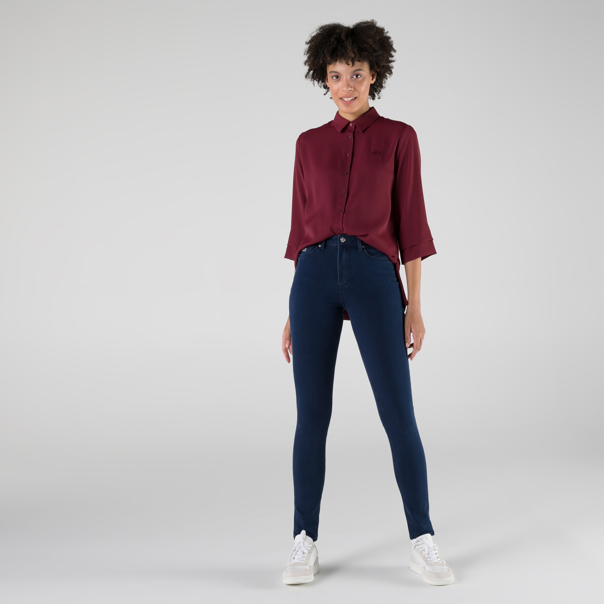 Lacoste Kadın Slim Fit Mavi Denim Pantolon