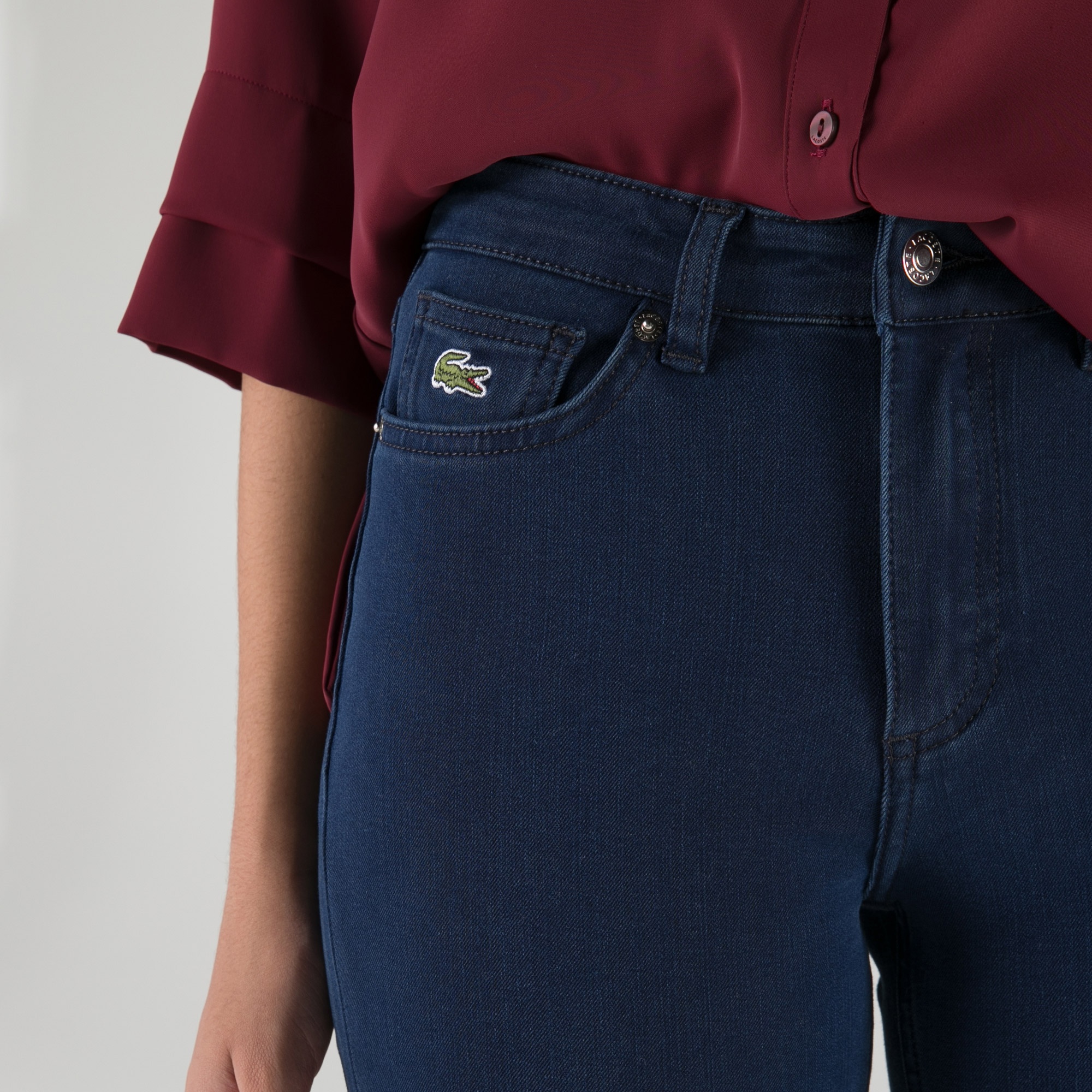 Lacoste Kadın Slim Fit Mavi Denim Pantolon