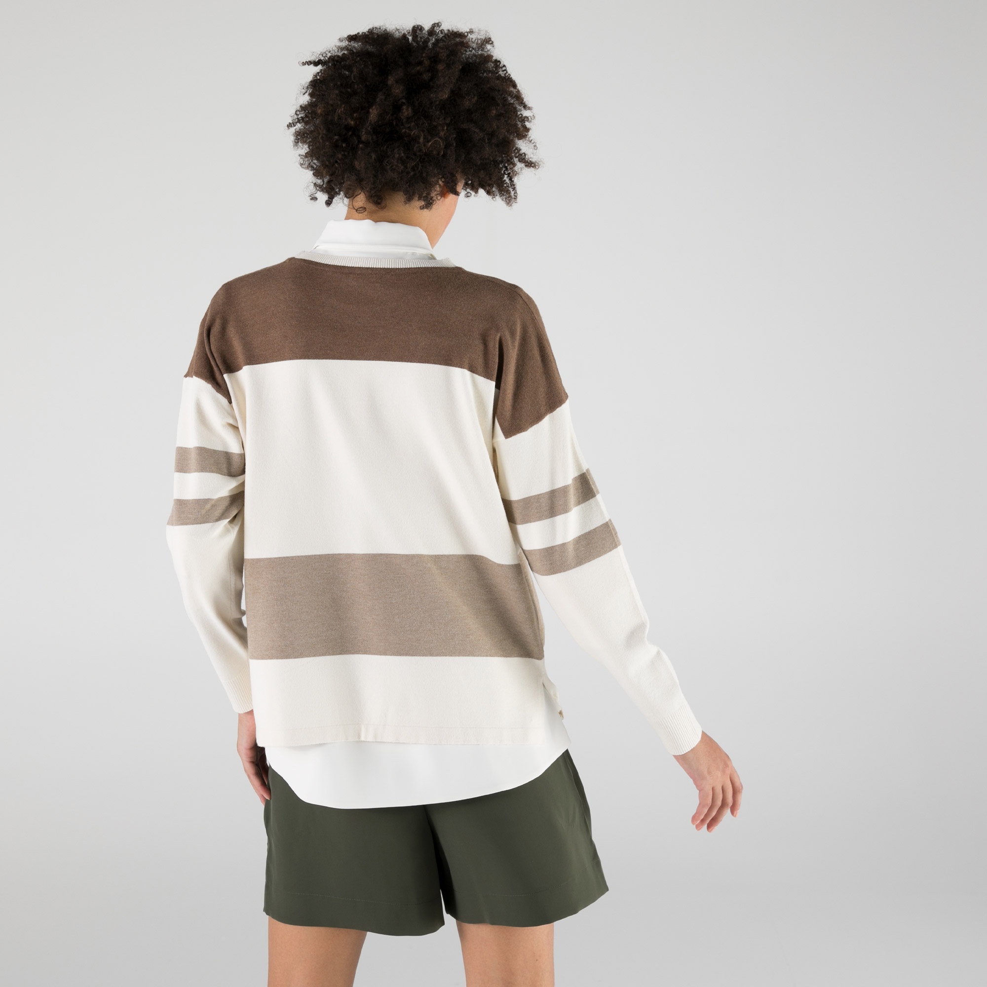 Lacoste Kadın Bisiklet Yaka Renk Bloklu Beyaz Kazak