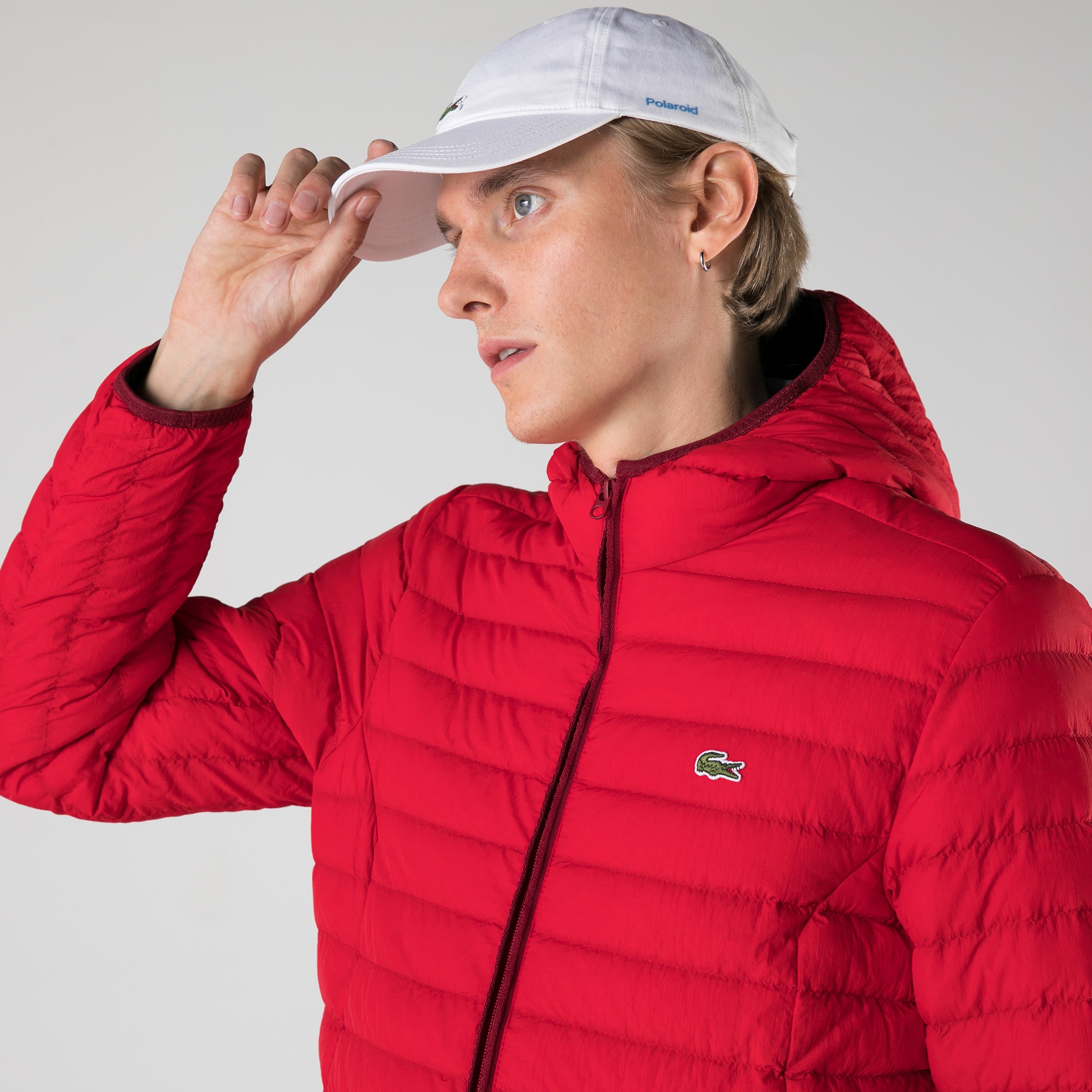 Lacoste Erkek Kapüşonlu Kırmızı Mont