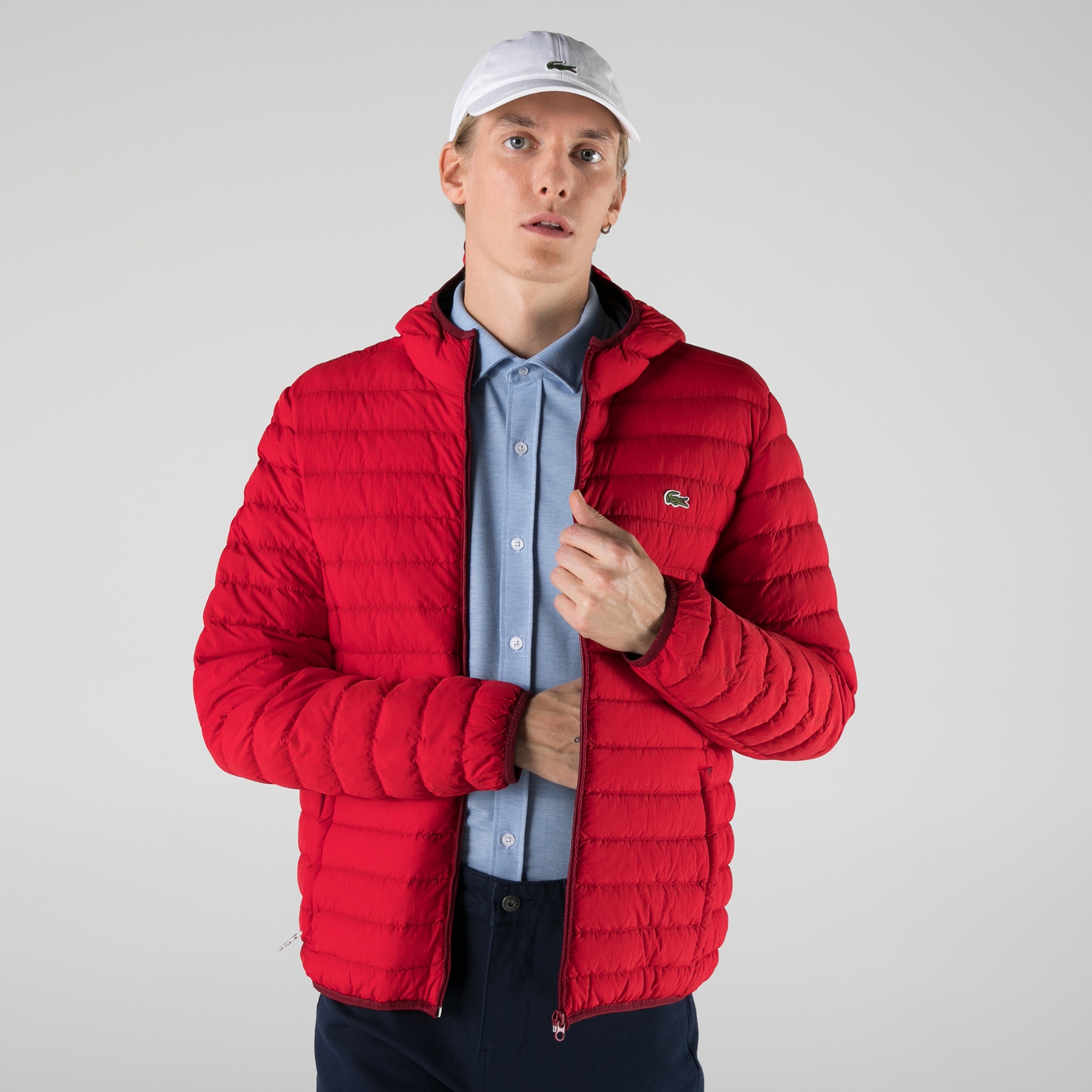 Lacoste Erkek Kapüşonlu Kırmızı Mont