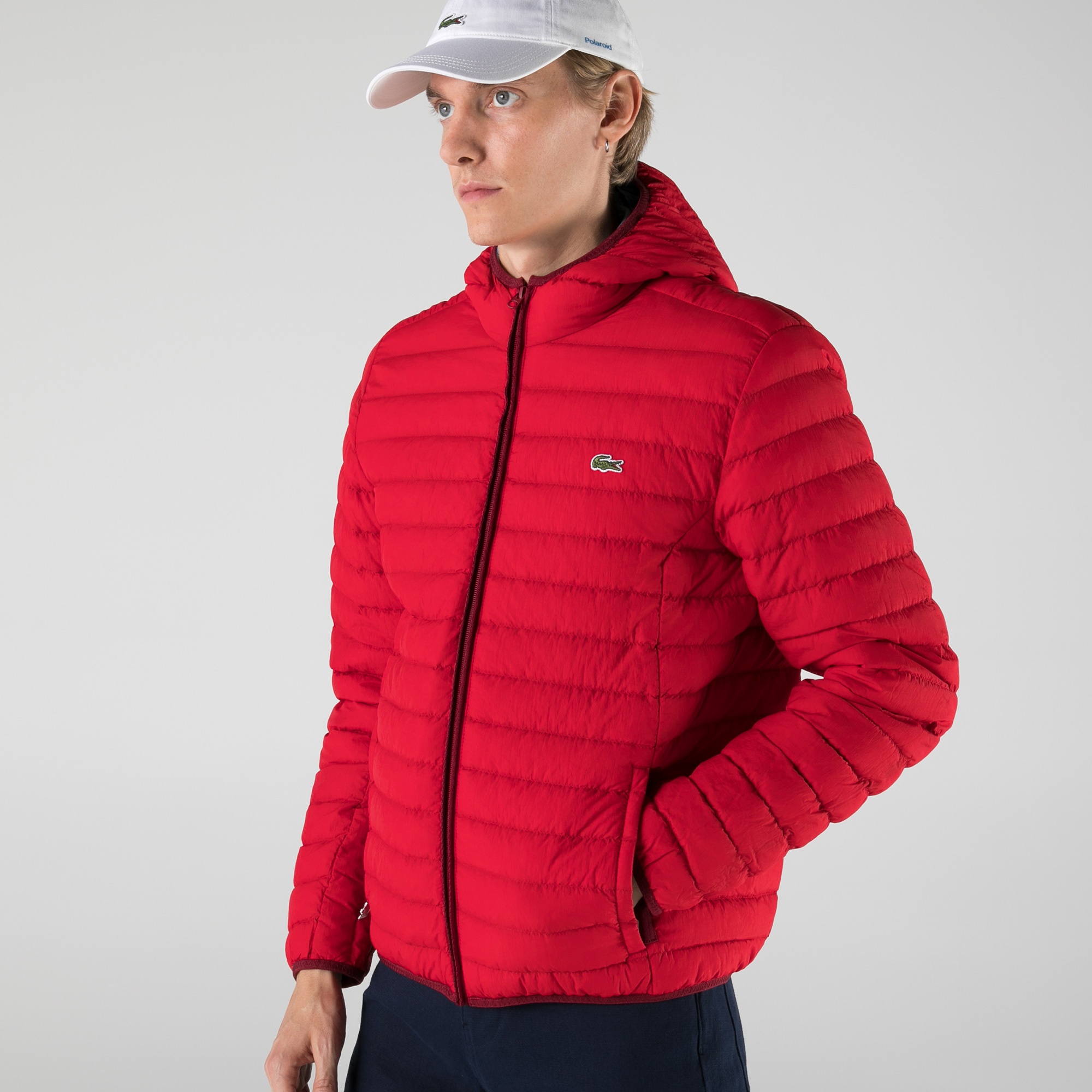 Lacoste Erkek Kapüşonlu Kırmızı Mont