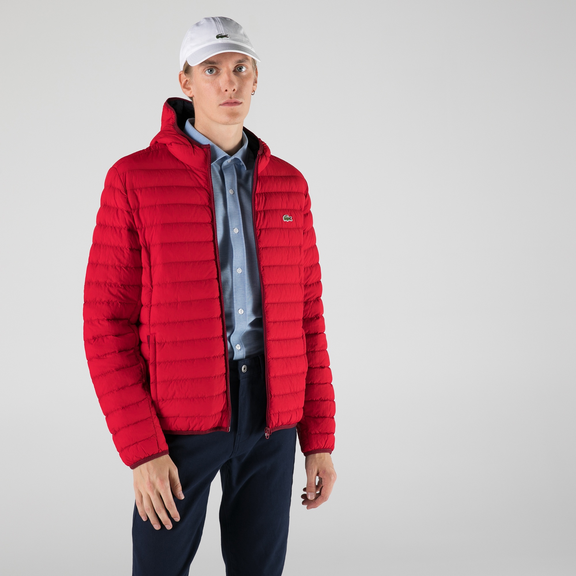 Lacoste Erkek Kapüşonlu Kırmızı Mont