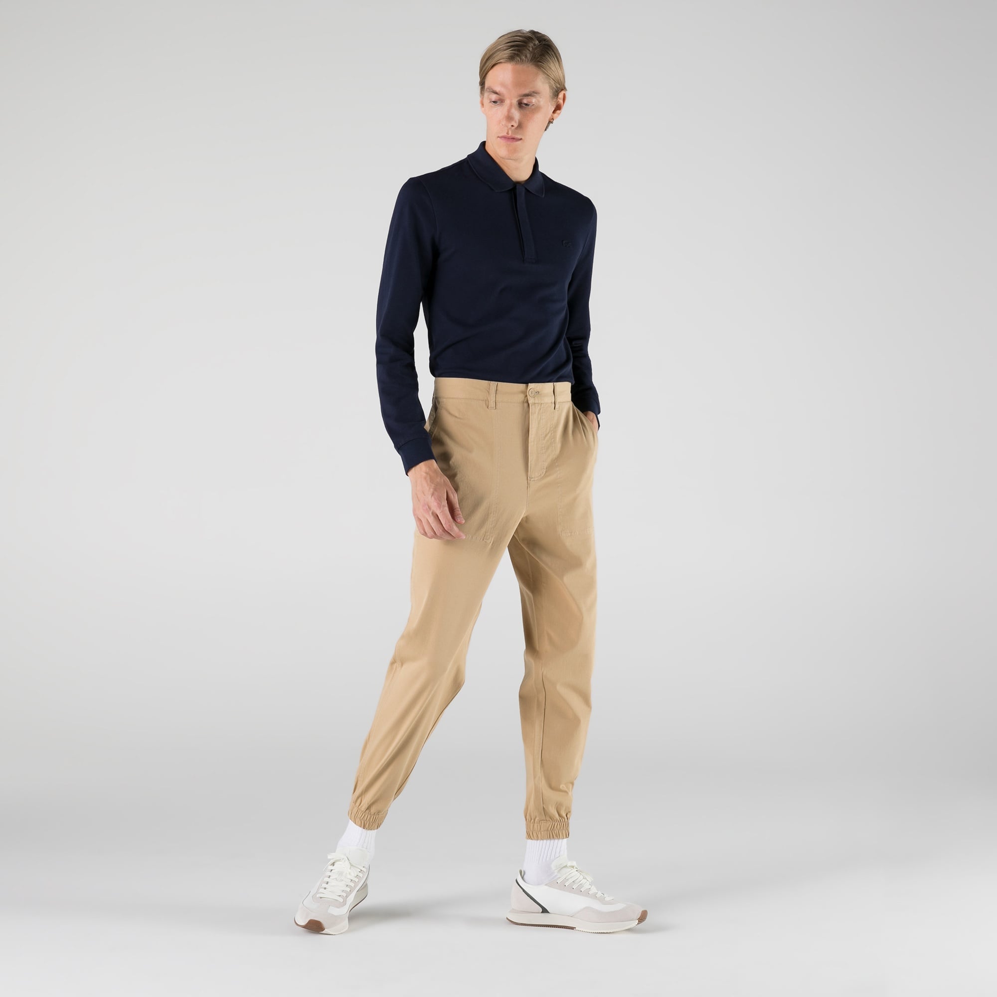 Lacoste Erkek Slim Fit Uzun Kollu Yarım Fermuarlı Lacivert Polo