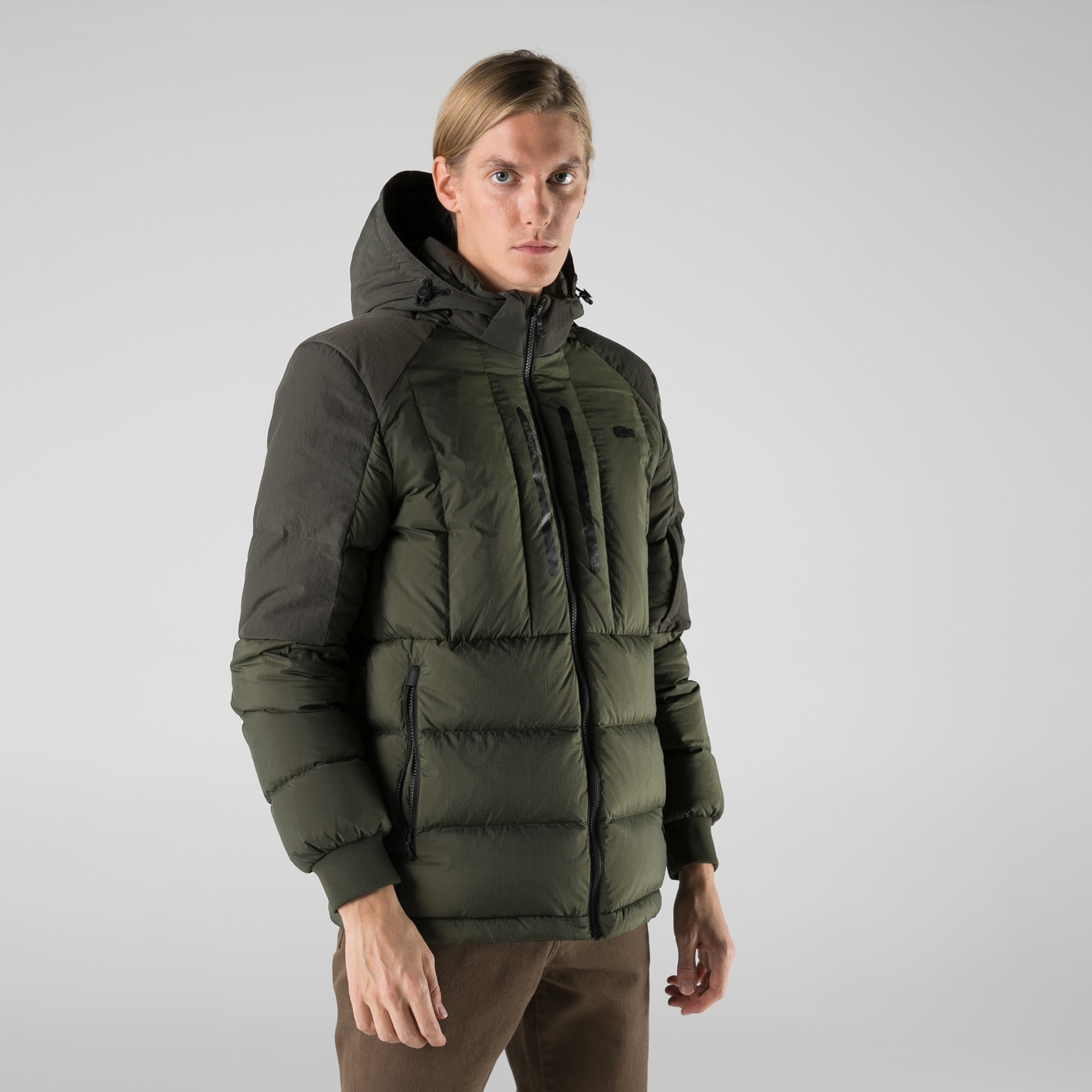 Lacoste Erkek Kapüşonlu Kapitone Haki Mont