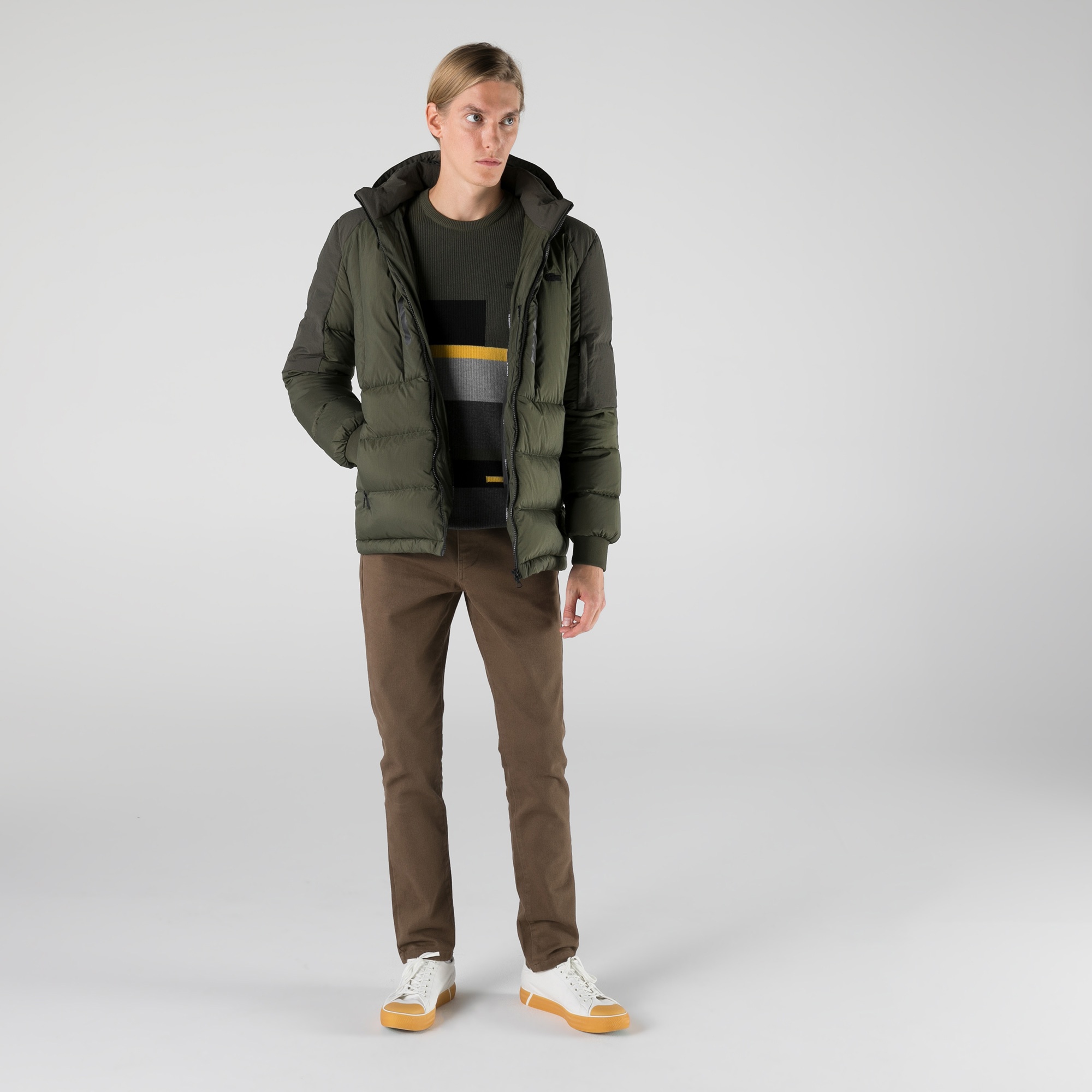 Lacoste Erkek Kapüşonlu Kapitone Haki Mont