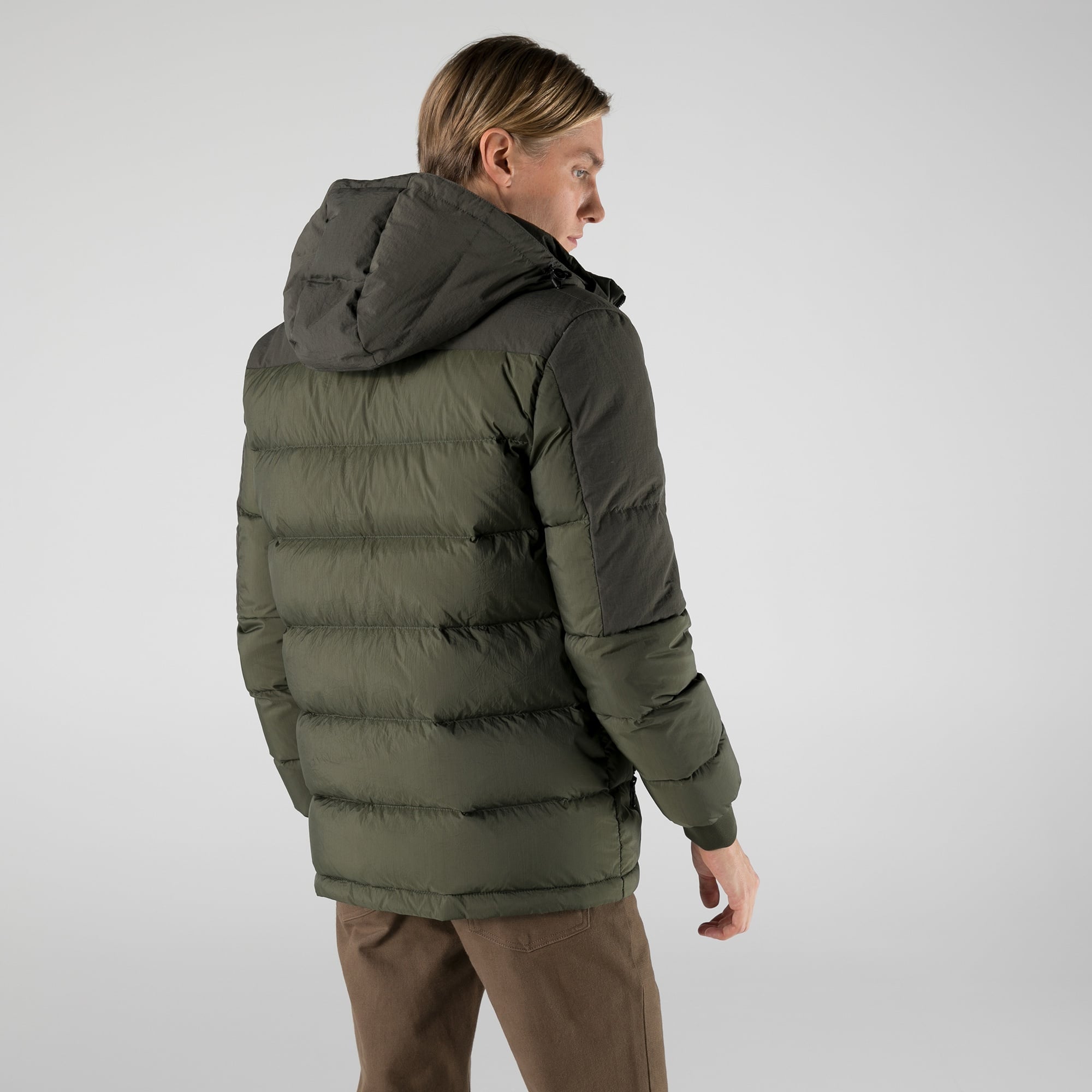 Lacoste Erkek Kapüşonlu Kapitone Haki Mont