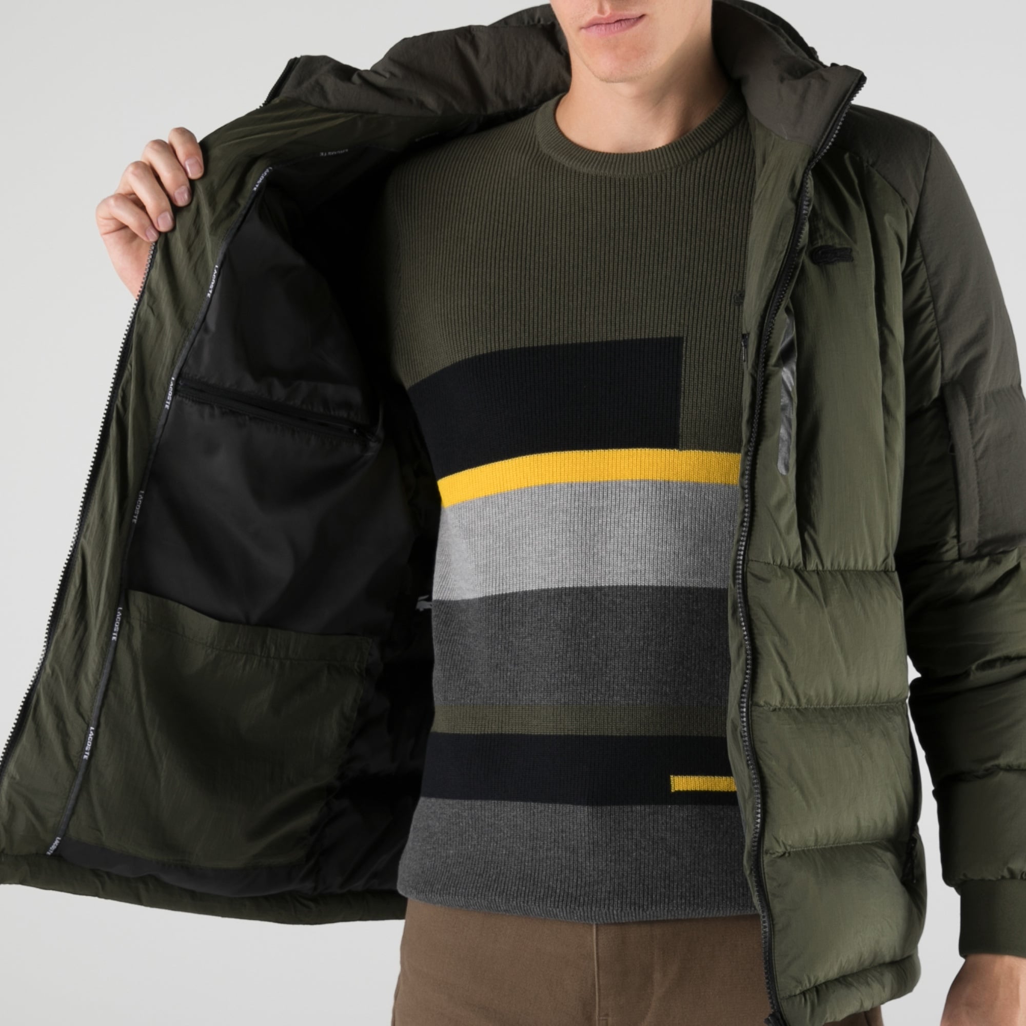 Lacoste Erkek Kapüşonlu Kapitone Haki Mont