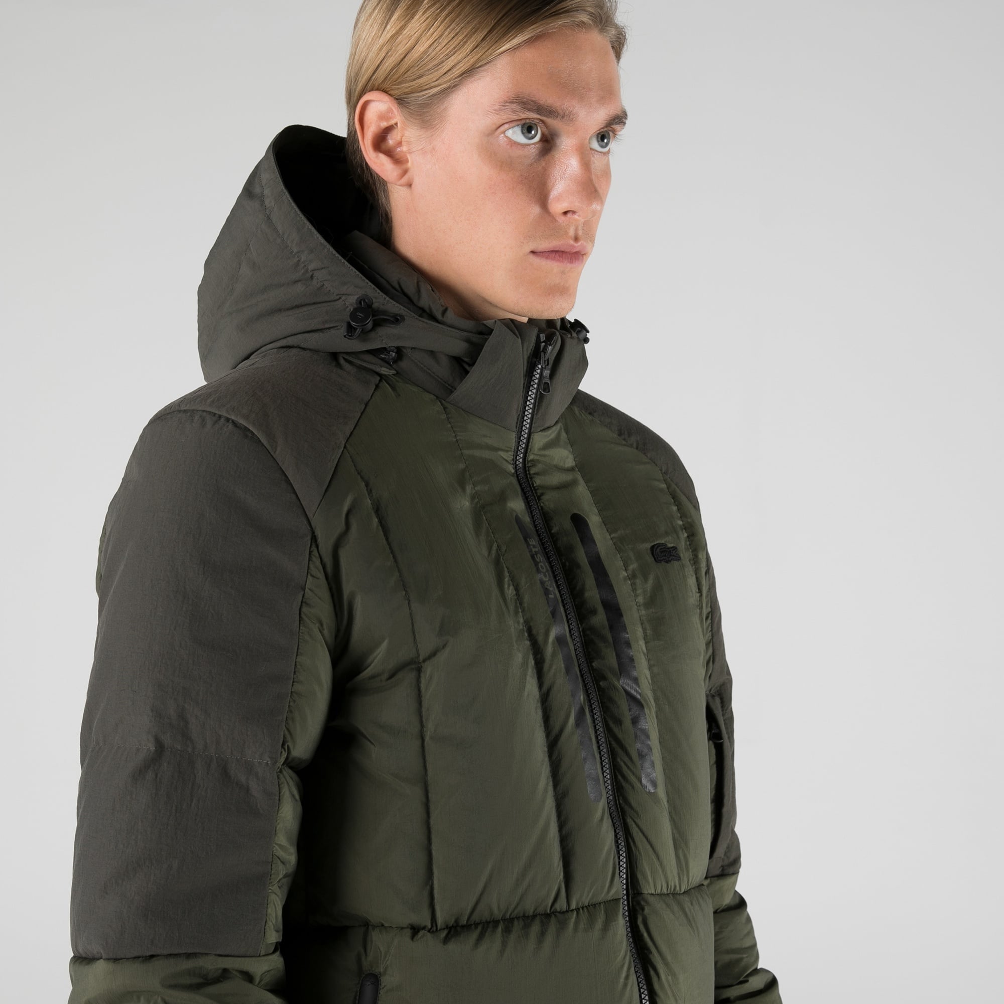 Lacoste Erkek Kapüşonlu Kapitone Haki Mont