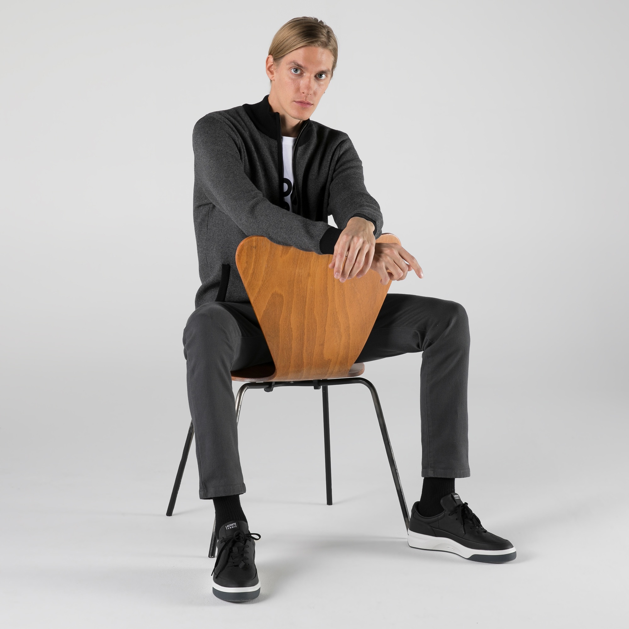 Lacoste Erkek Fermuarlı Siyah Hırka