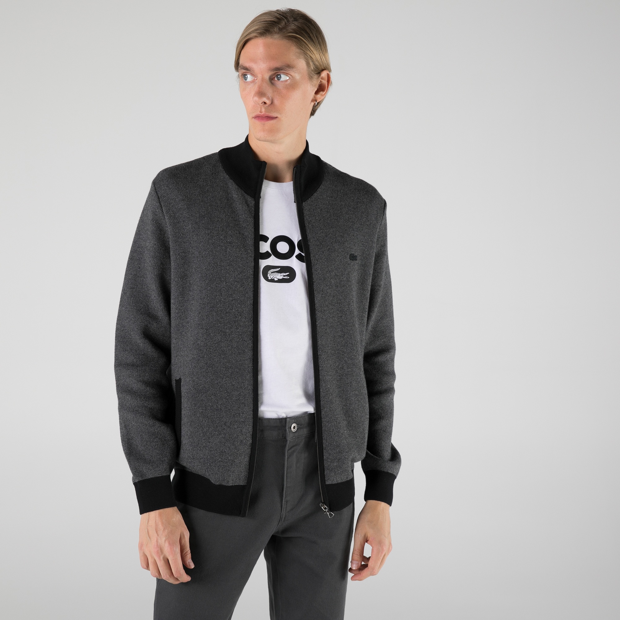 Lacoste Erkek Fermuarlı Siyah Hırka