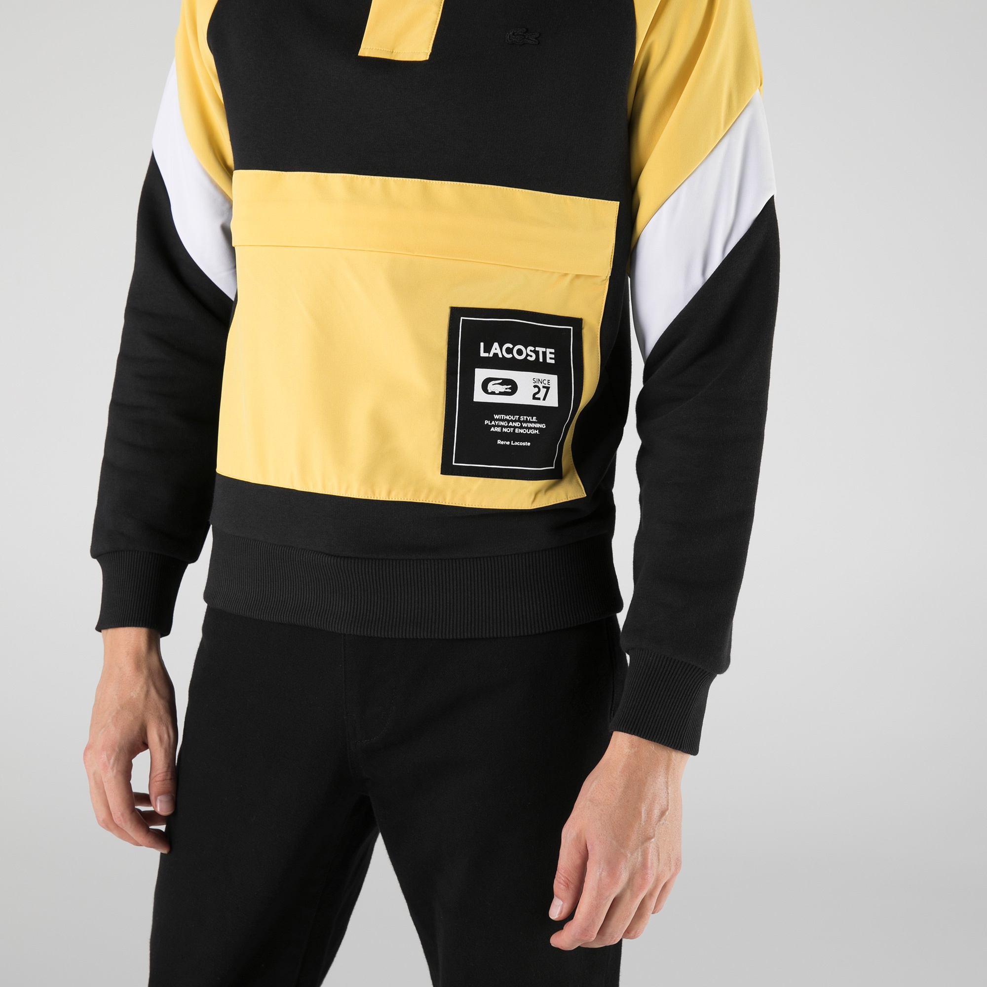 Lacoste Erkek Regular Fit Dik Yaka Renk Bloklu Sarı Sweatshirt