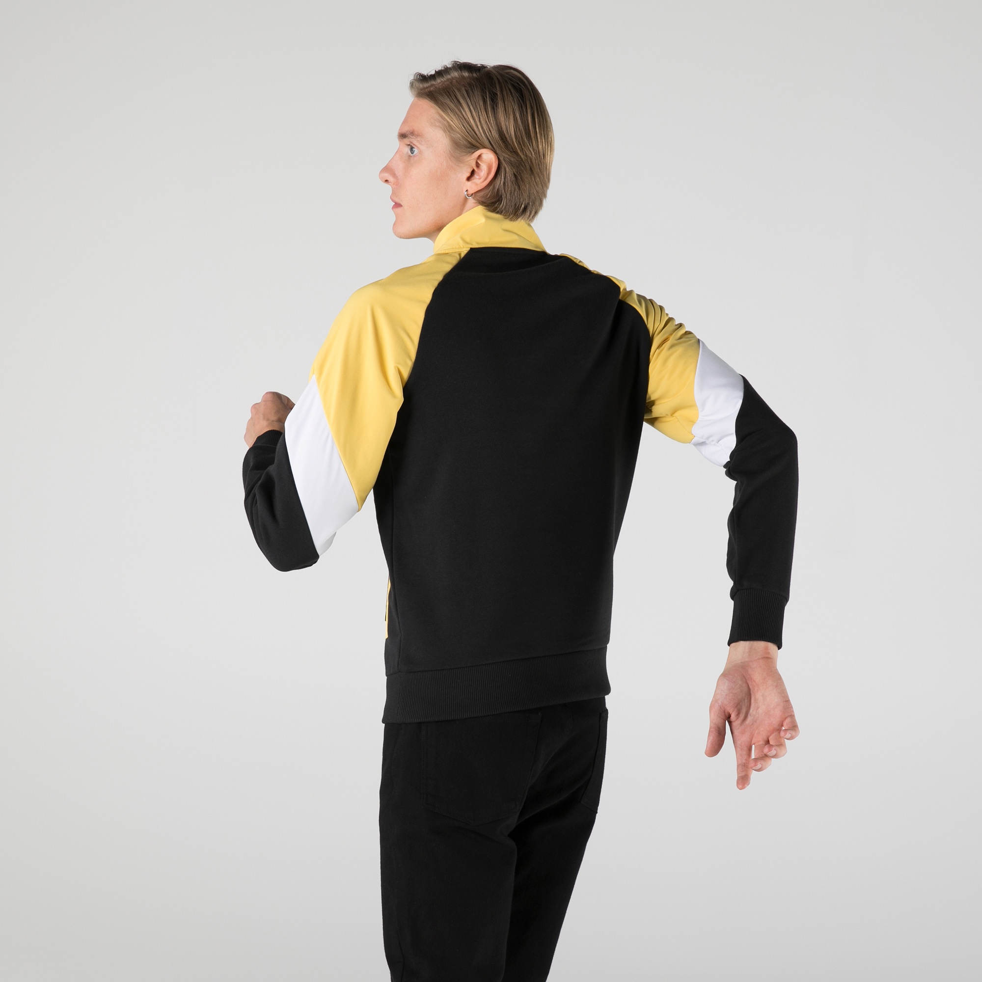 Lacoste Erkek Regular Fit Dik Yaka Renk Bloklu Sarı Sweatshirt