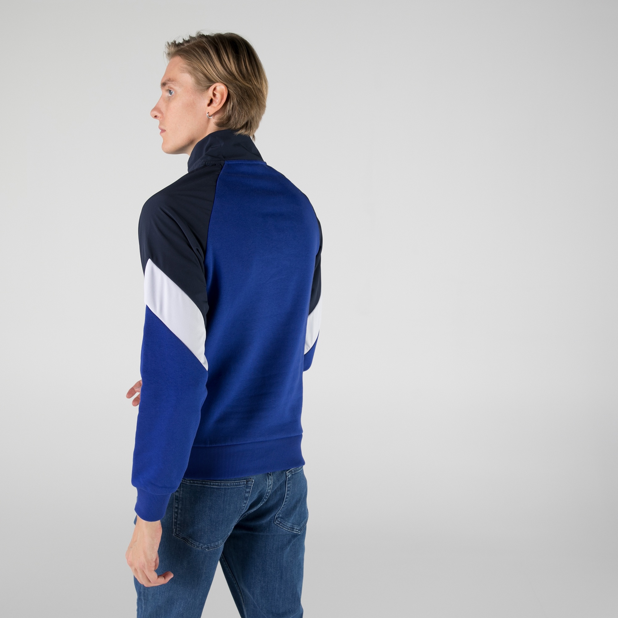 Lacoste Erkek Regular Fit Dik Yaka Renk Bloklu Mavi Sweatshirt