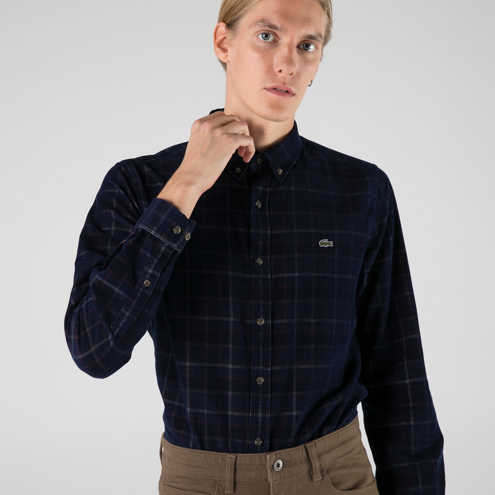 Lacoste Erkek Slim Fit Ekose Lacivert Gömlek