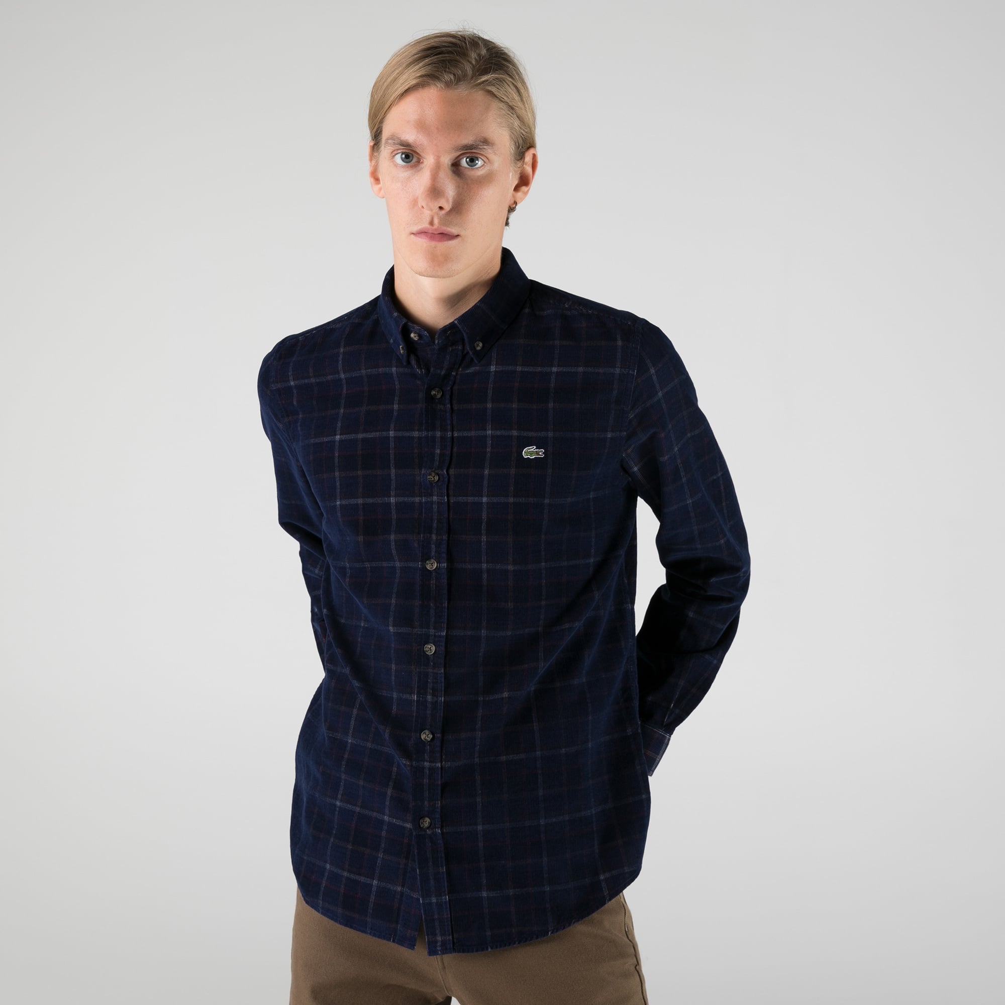 Lacoste Erkek Slim Fit Ekose Lacivert Gömlek