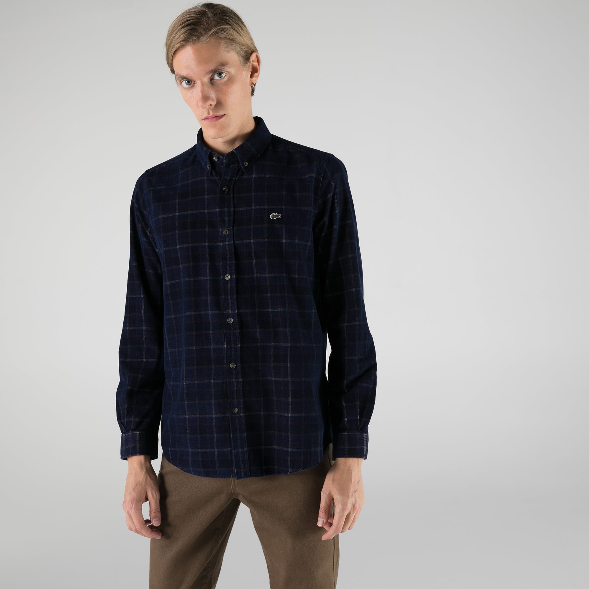 Lacoste Erkek Slim Fit Ekose Lacivert Gömlek