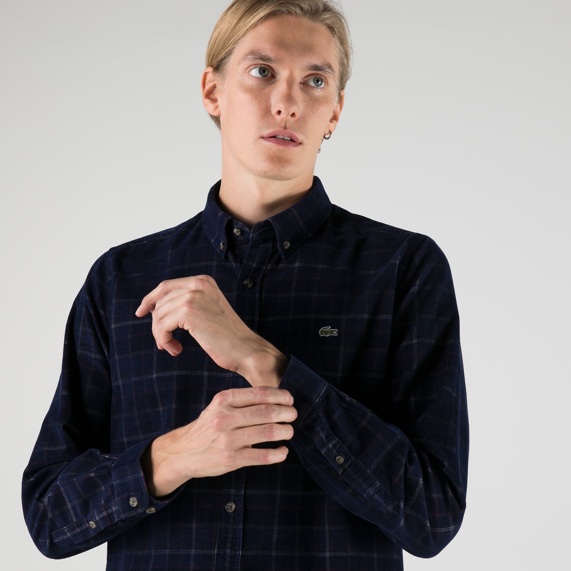 Lacoste Erkek Slim Fit Ekose Lacivert Gömlek