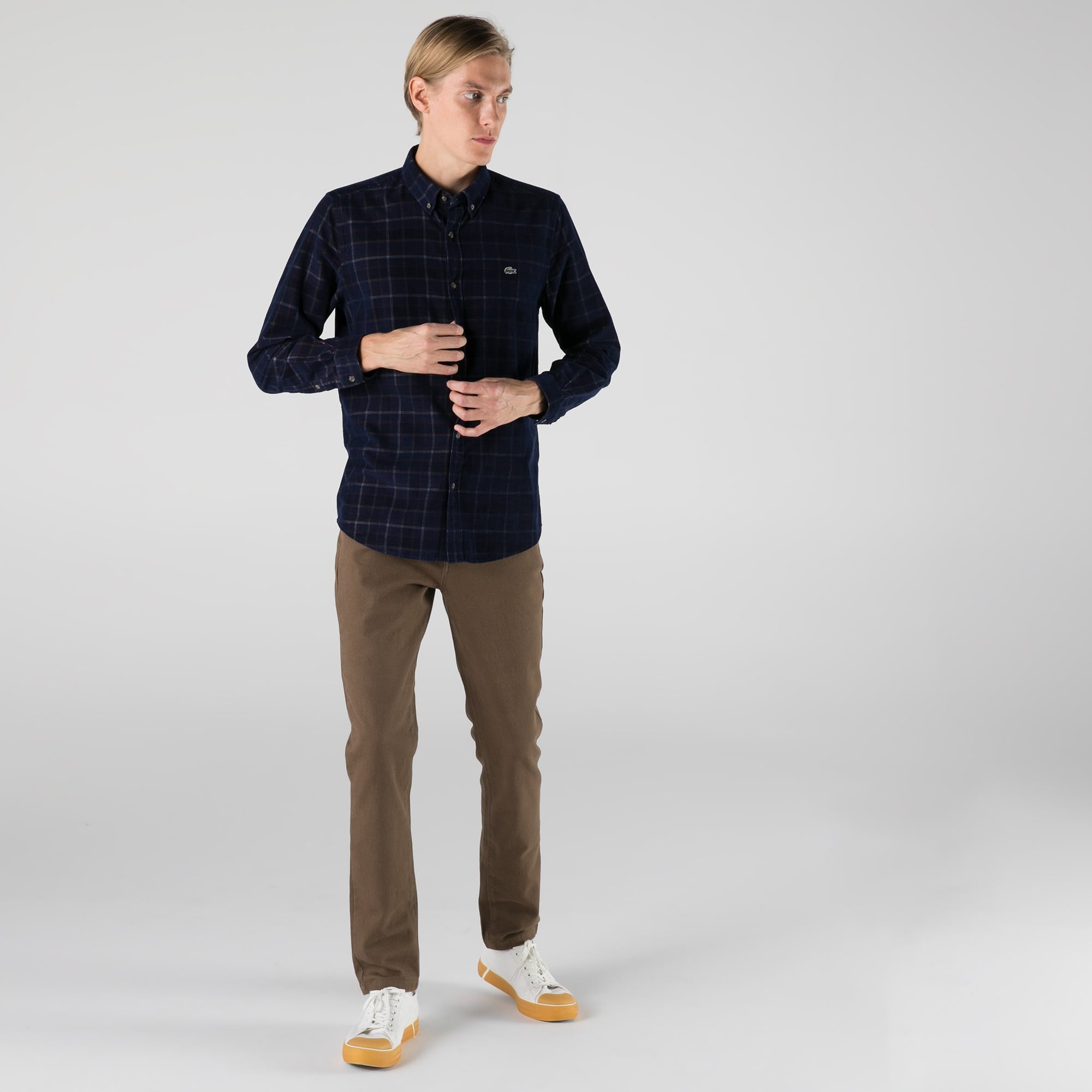 Lacoste Erkek Slim Fit Ekose Lacivert Gömlek