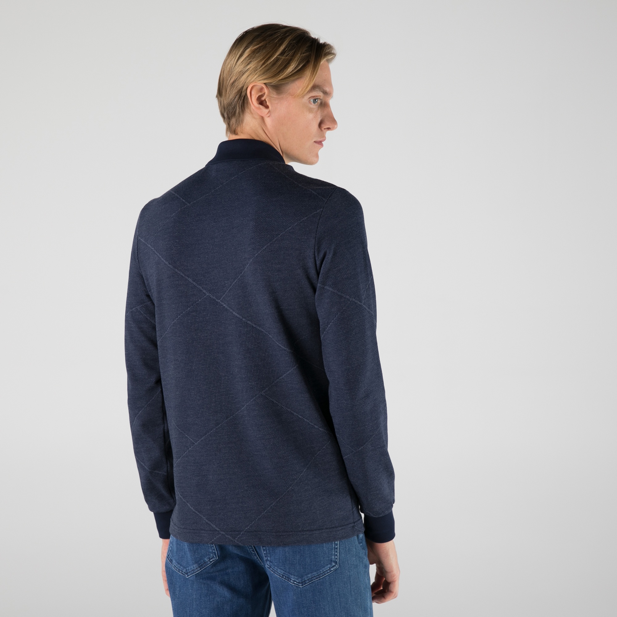 Lacoste Erkek Regular Fit Uzun Kollu Desenli Lacivert Polo