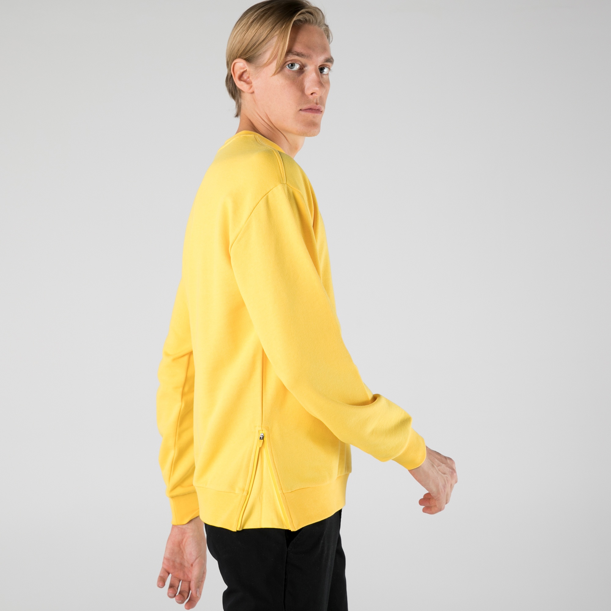 Lacoste Erkek Slim Fit Bisiklet Yaka Baskılı Sarı Sweatshirt