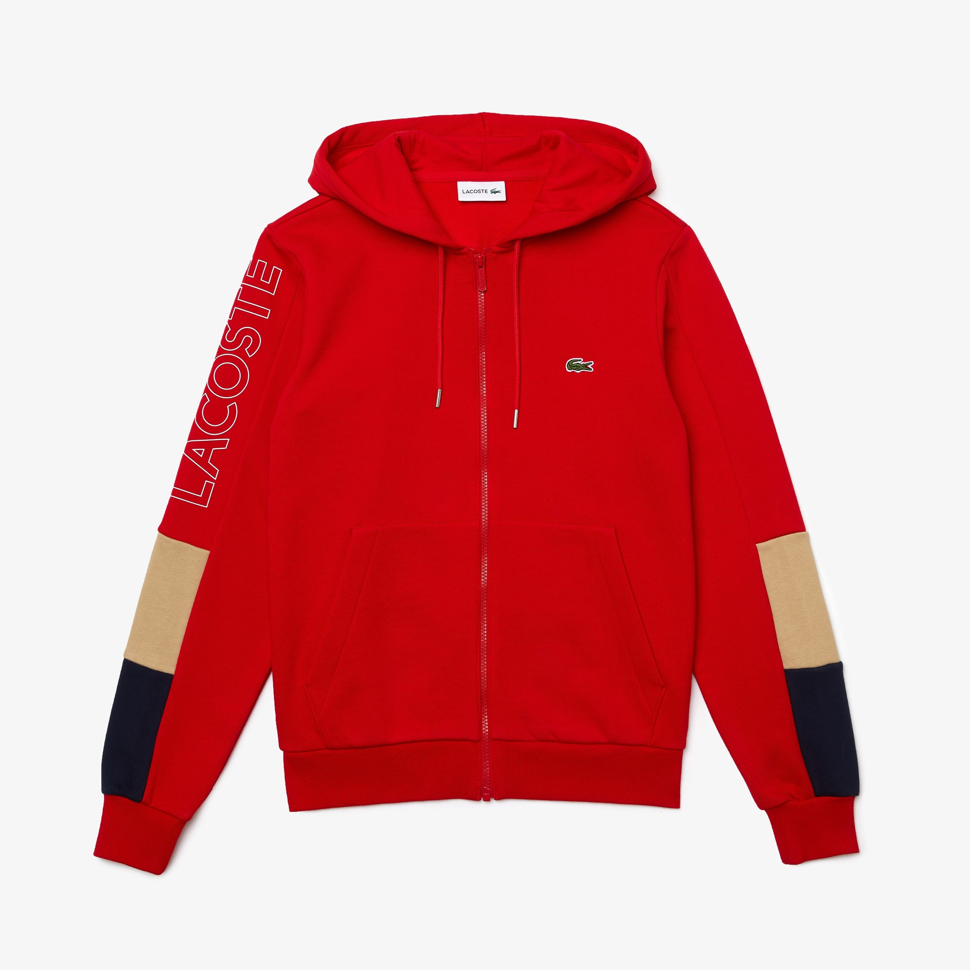 Lacoste Erkek Classic Fit Fermuarlı Renk Bloklu Kırmızı Sweatshirt