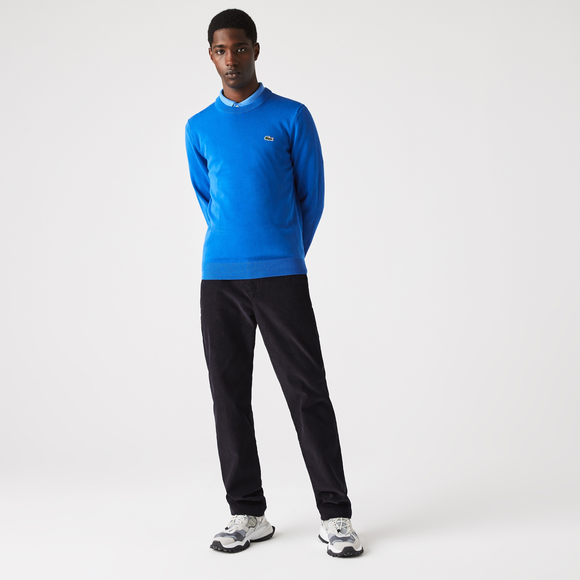 Lacoste Erkek Regular Fit Bisiklet Yaka Mavi Kazak