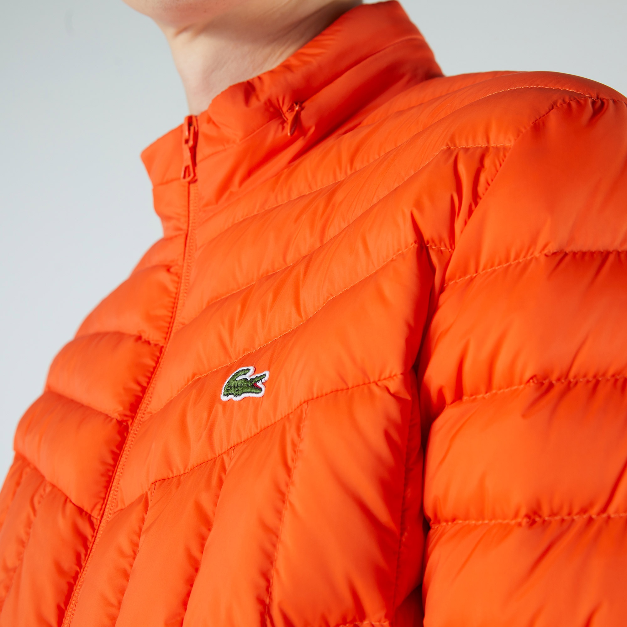 Lacoste Erkek Kapüşonlu Kapitone Turuncu Mont