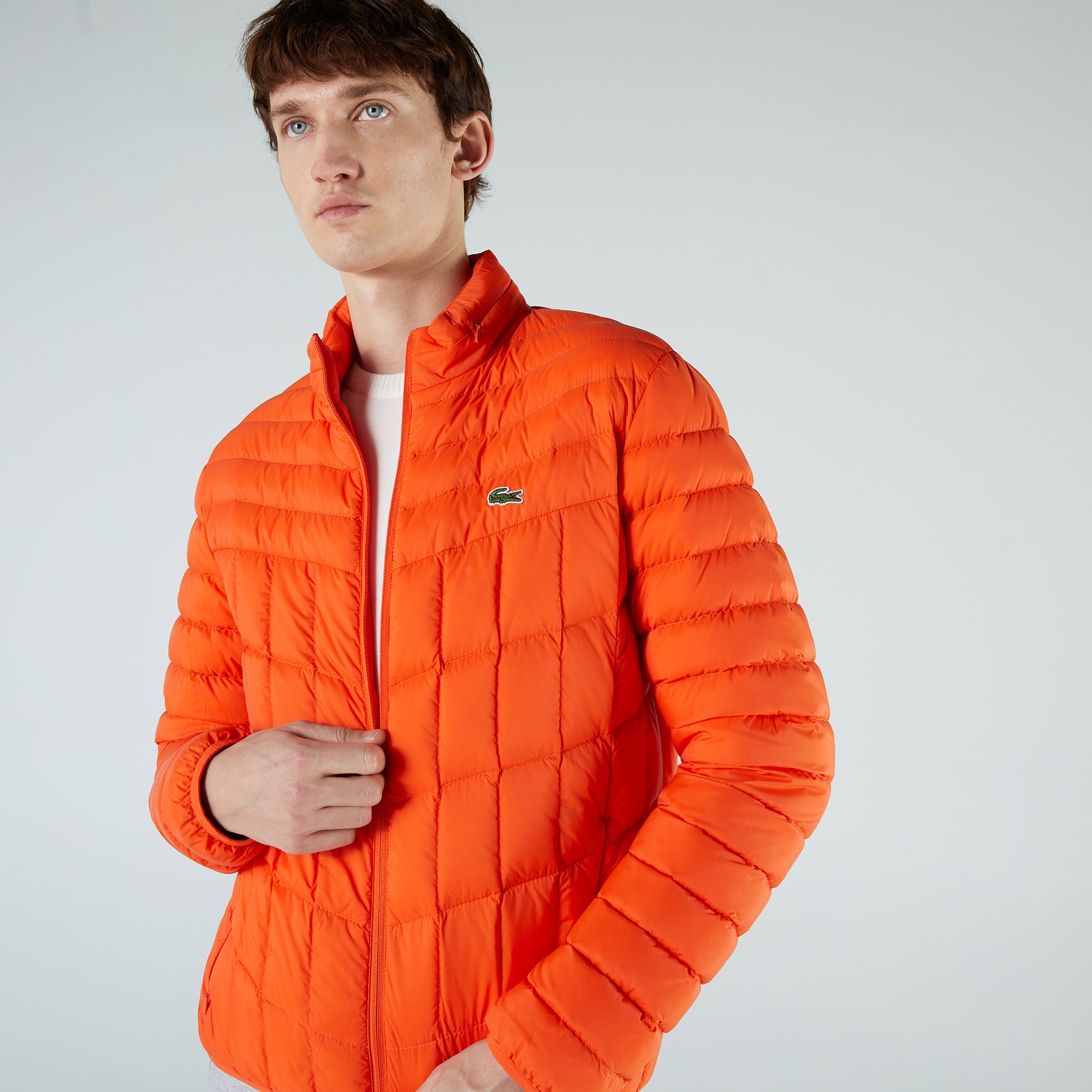 Lacoste Erkek Kapüşonlu Kapitone Turuncu Mont