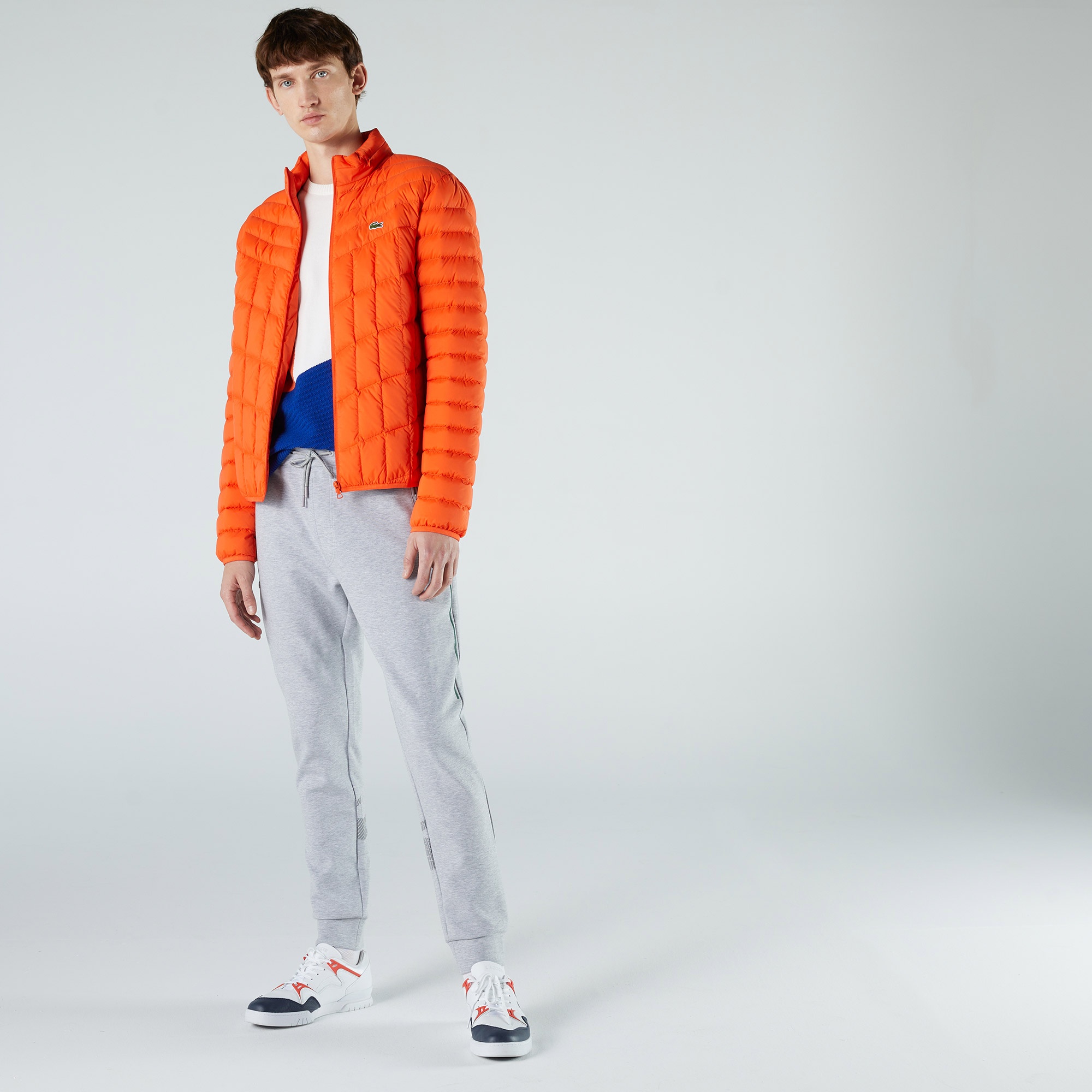 Lacoste Erkek Kapüşonlu Kapitone Turuncu Mont